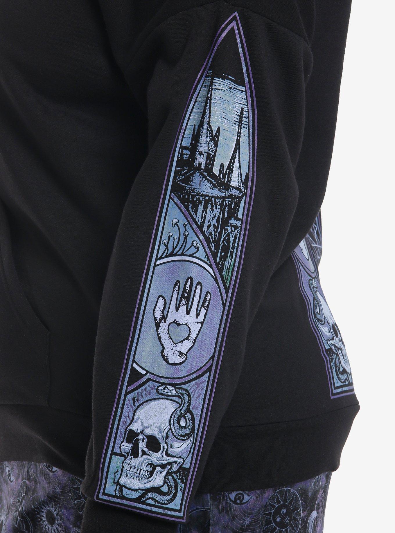Cosmic Aura Mystical Stained Glass Girls Hoodie Plus Size, BLUE, alternate