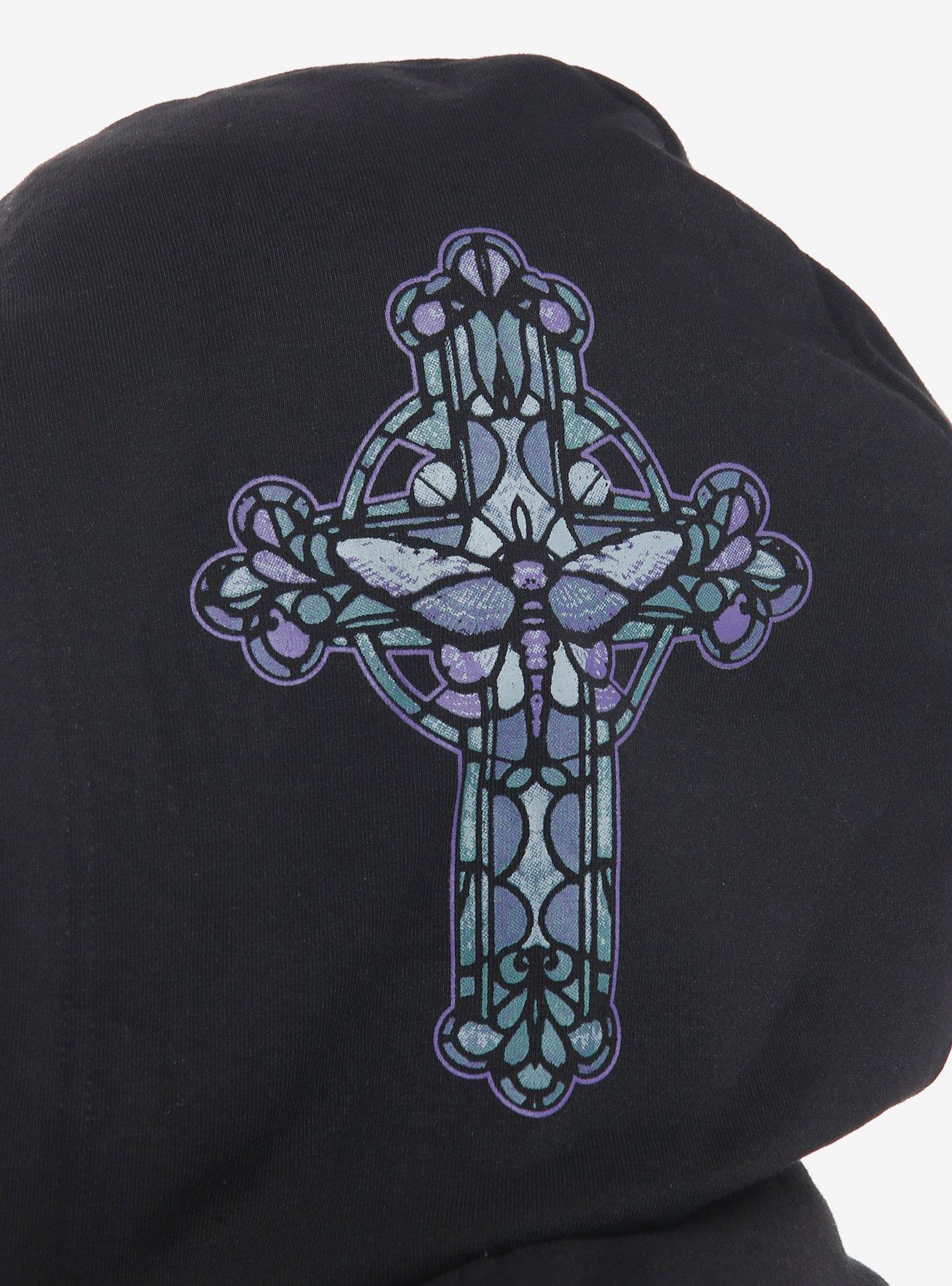Cosmic Aura Mystical Stained Glass Girls Hoodie Plus Size, BLUE, alternate
