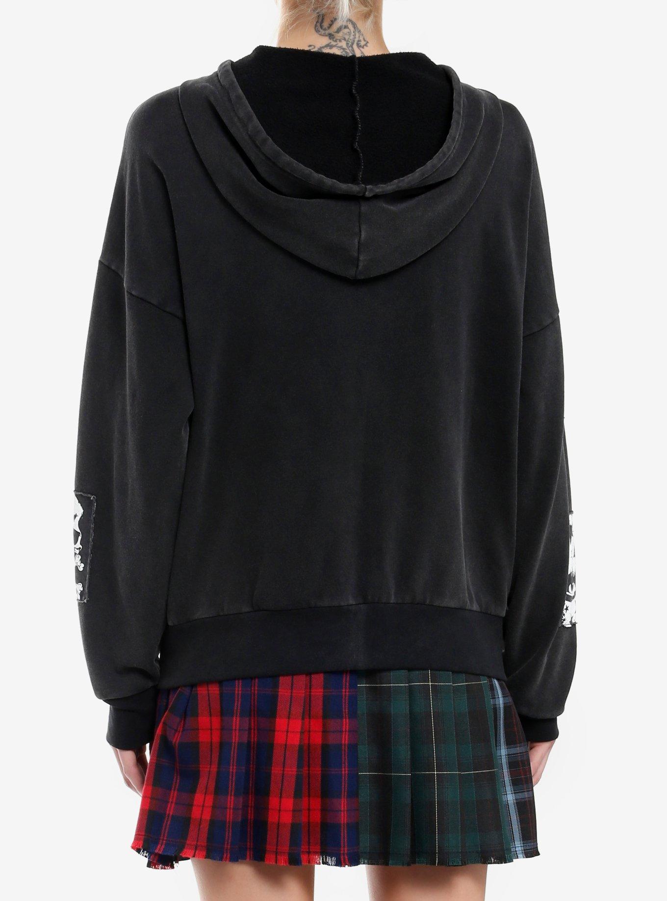 Social Collision Star Skull Patch Girls Hoodie, INDIGO, alternate