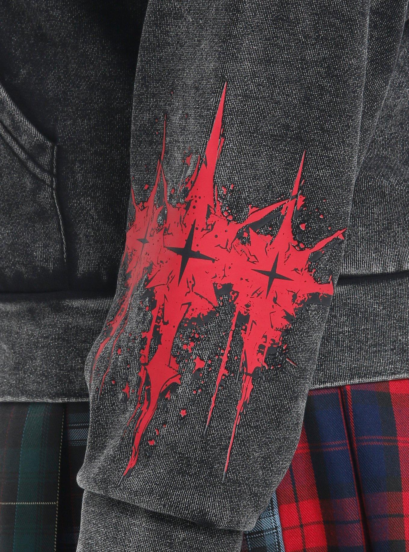 Social Collision Roses Cross Wash Girls Twofer Hoodie Plus Size, RED, alternate