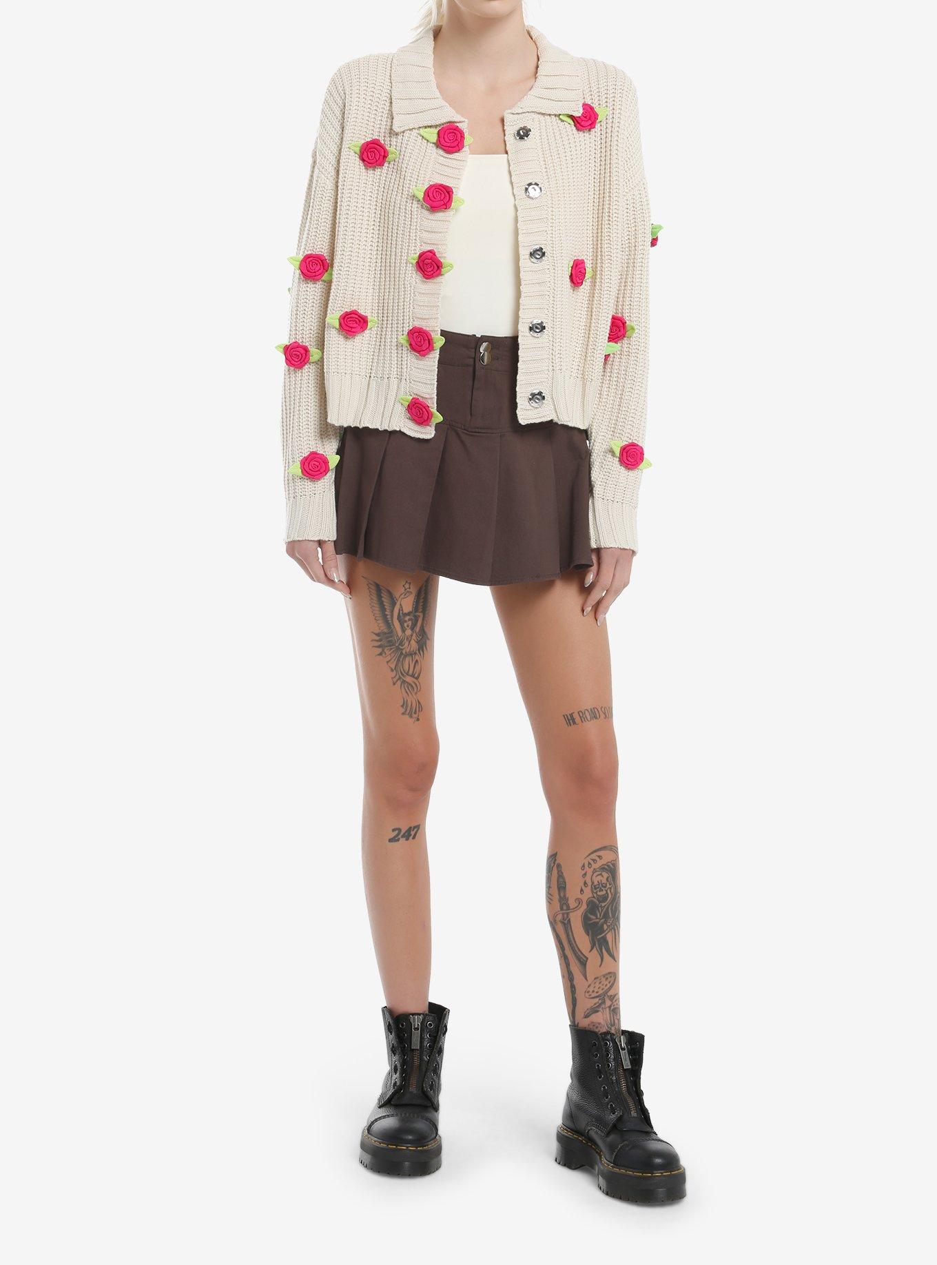 Sweet Society Cream Crochet Rosette Girls Cardigan, , hi-res