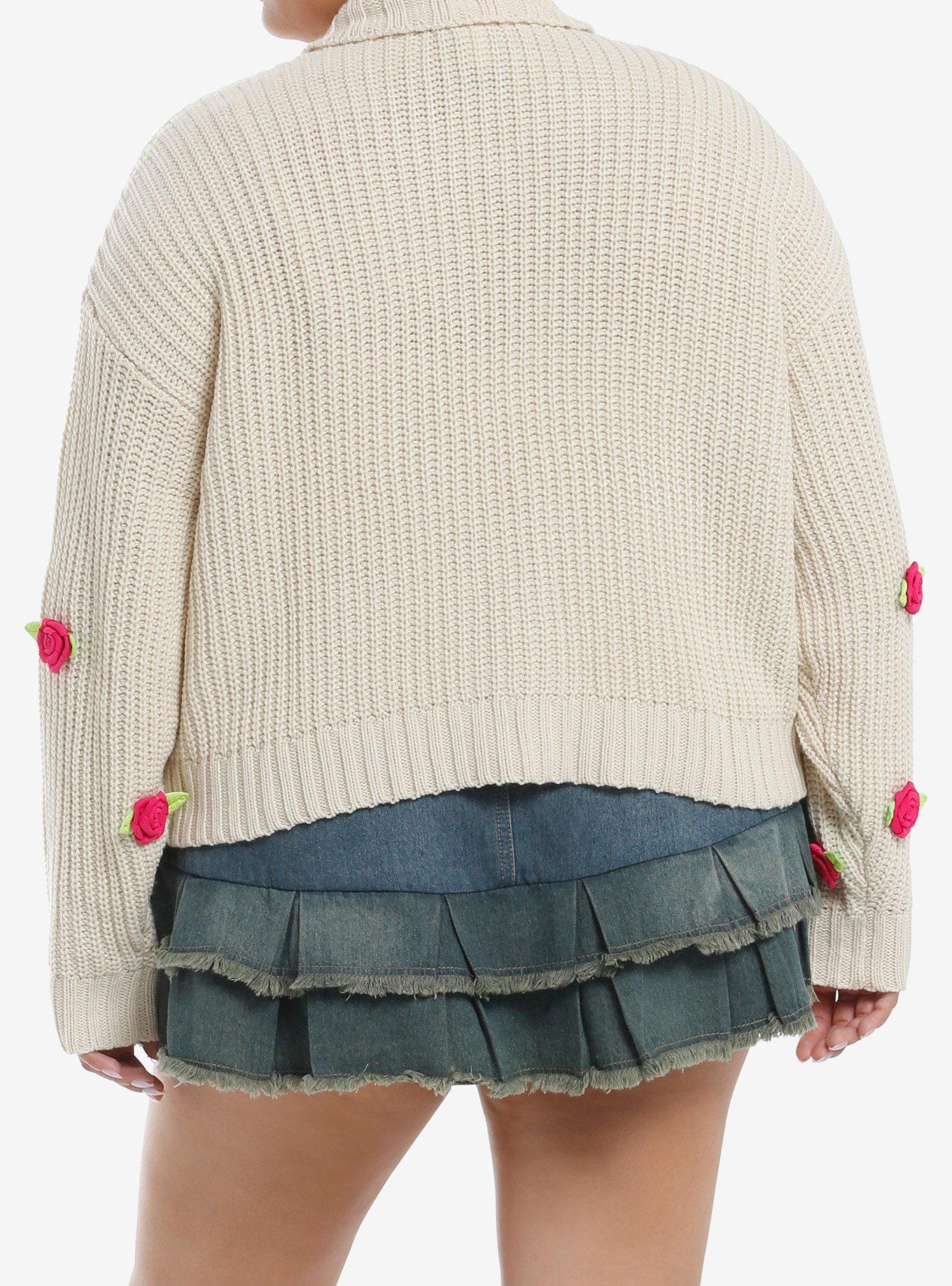 Sweet Society Cream Crochet Rosette Girls Cardigan Plus Size, PINK, alternate