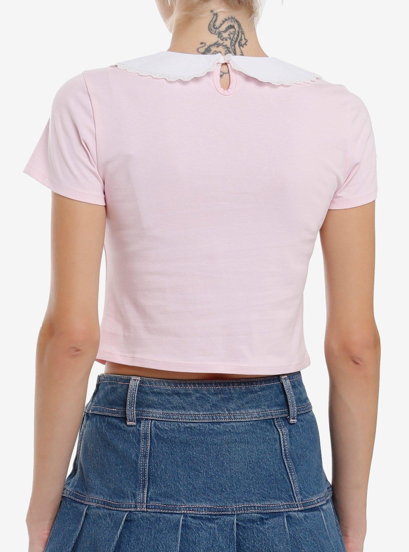 Sweet Society Kawaii Kitten Peter Pan Collar Girls Crop Top, , alternate