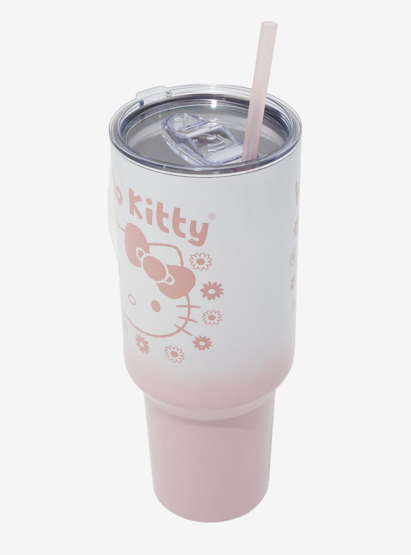 Sanrio Hello Kitty Floral Straw Tumbler with Handle, , alternate