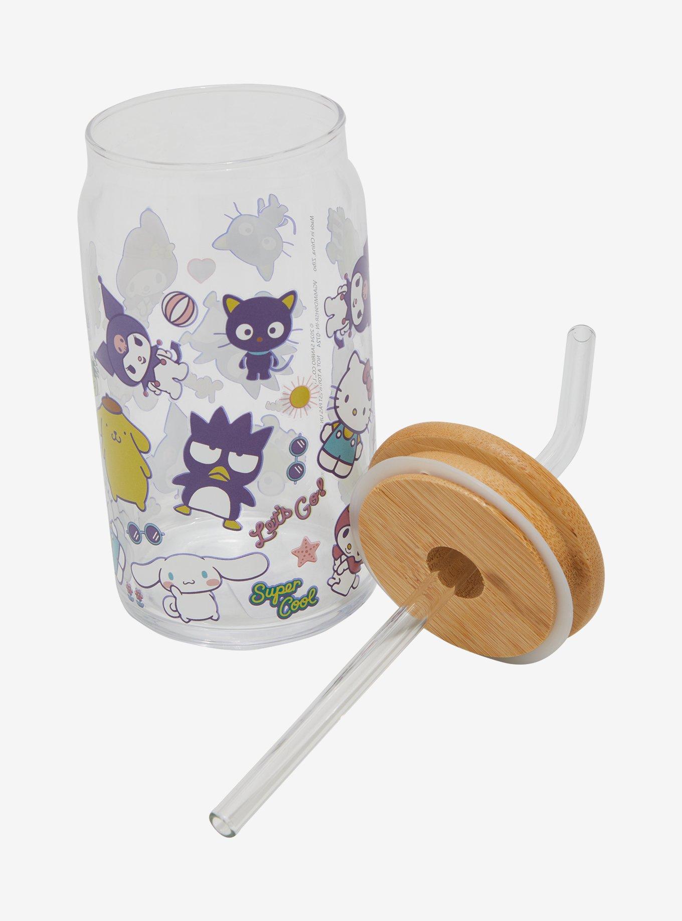 Sanrio Hello Kitty and Friends Character Print Glass Tumbler and Straw &mdash; BoxLunch Exclusive, , alternate