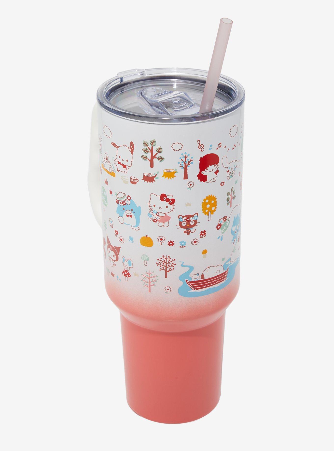 Sanrio Hello Kitty and Friends Outdoors Allover Print Straw Tumbler with Handle, , alternate