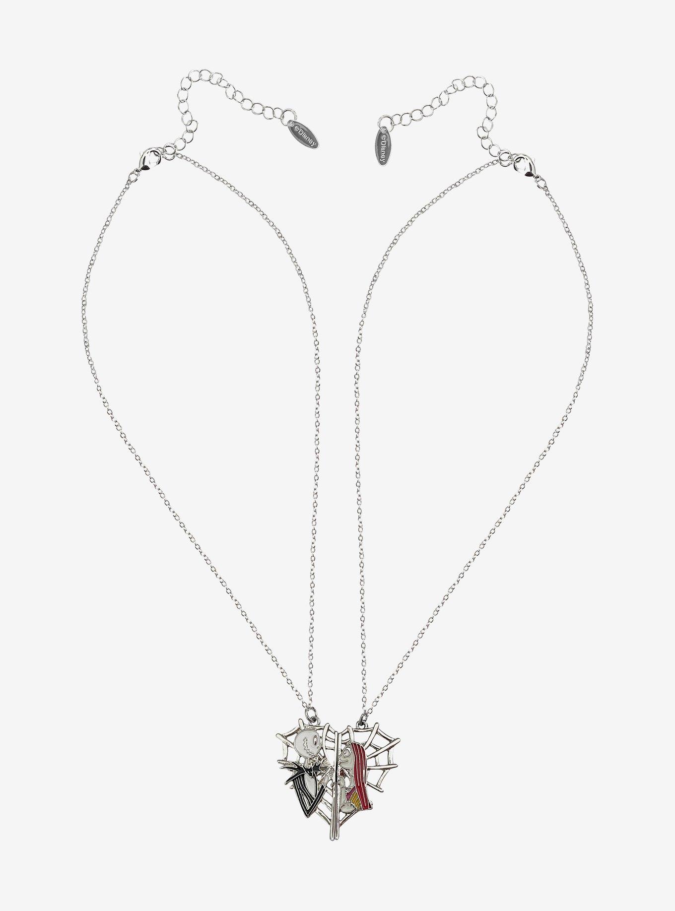 Her Universe The Nightmare Before Christmas Jack & Sally Magnet Heart Necklace Set, , hi-res