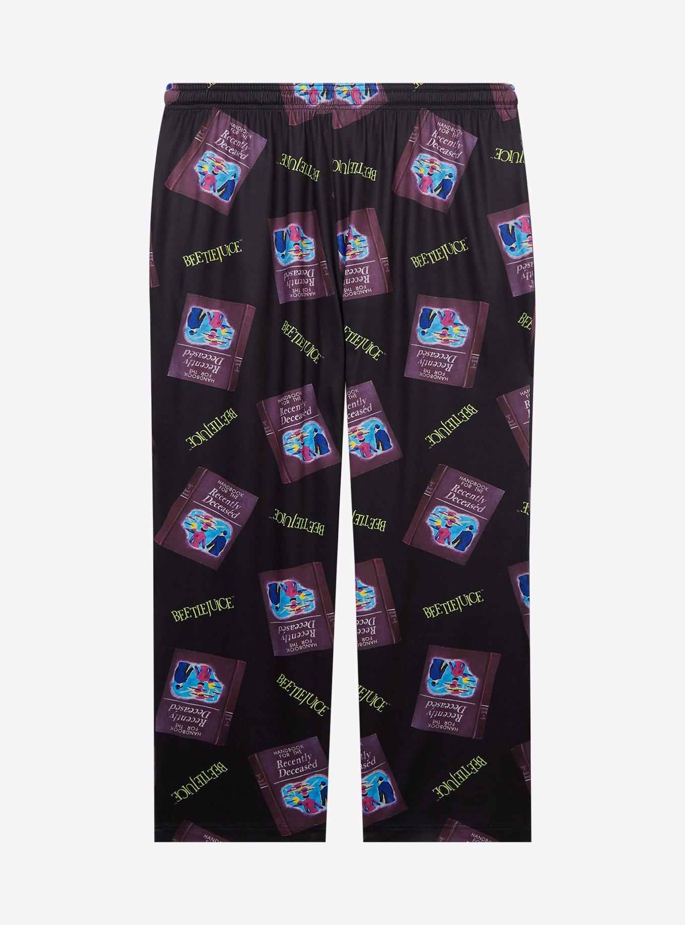 Beetlejuice Handbook for the Recently Deceased Allover Print Plus Size Sleep Pants — BoxLunch Exclusive, BLACK, alternate