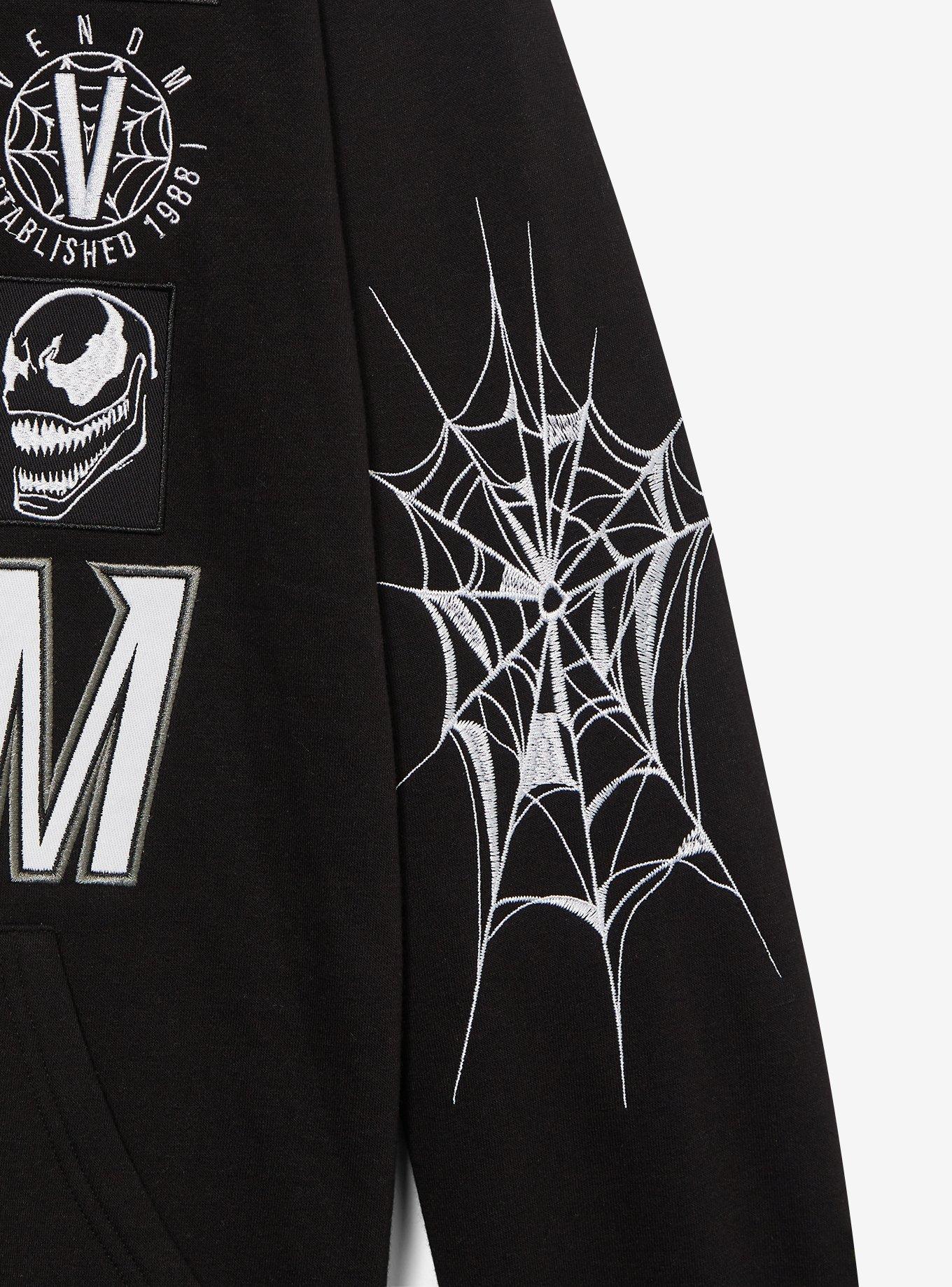 Marvel Venom Moto Patch Zippered Hoodie - BoxLunch Exclusive, BLACK, alternate