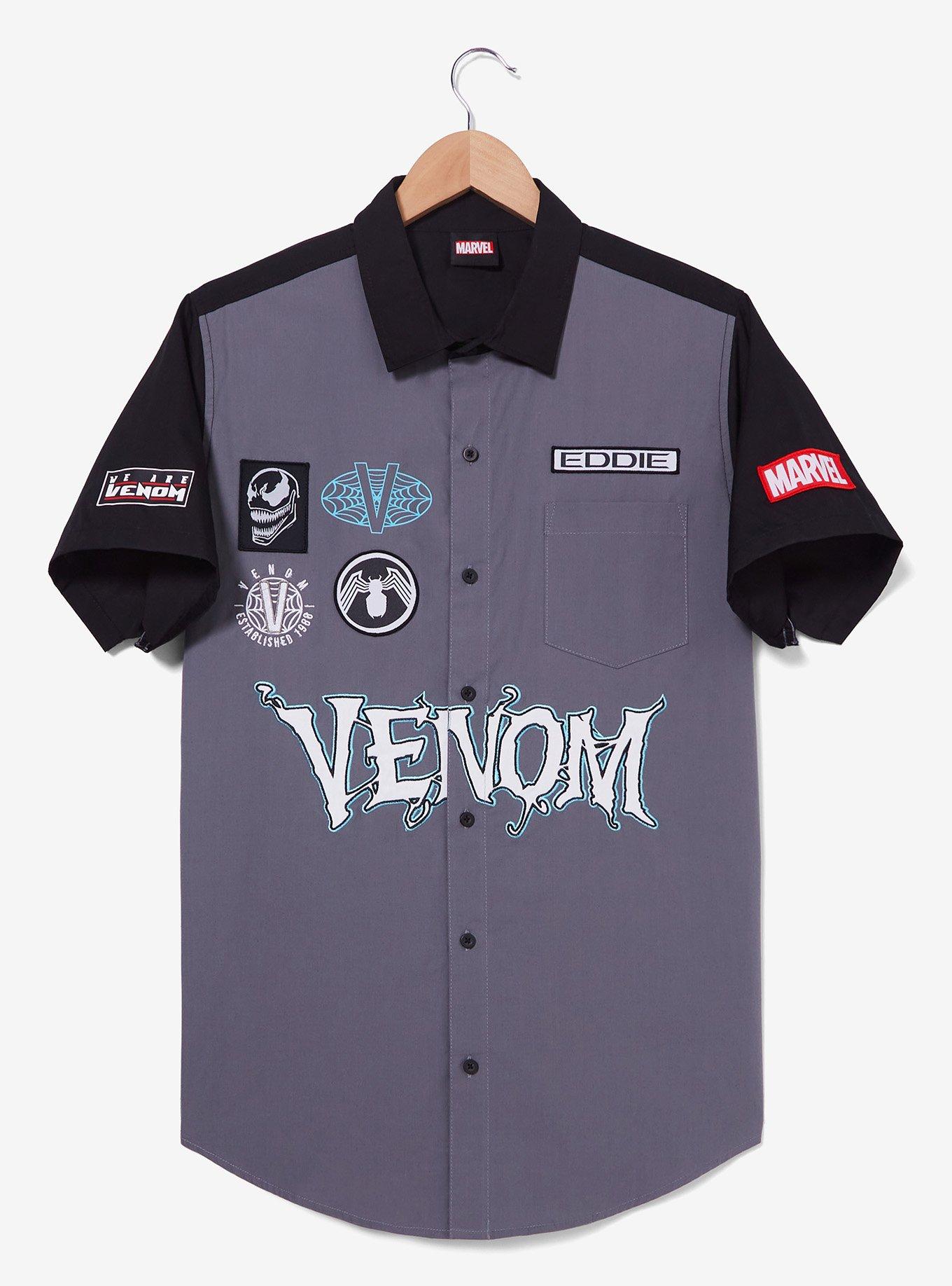 Marvel Venom Icons Woven Button-Up - BoxLunch Exclusive, BLACK, alternate