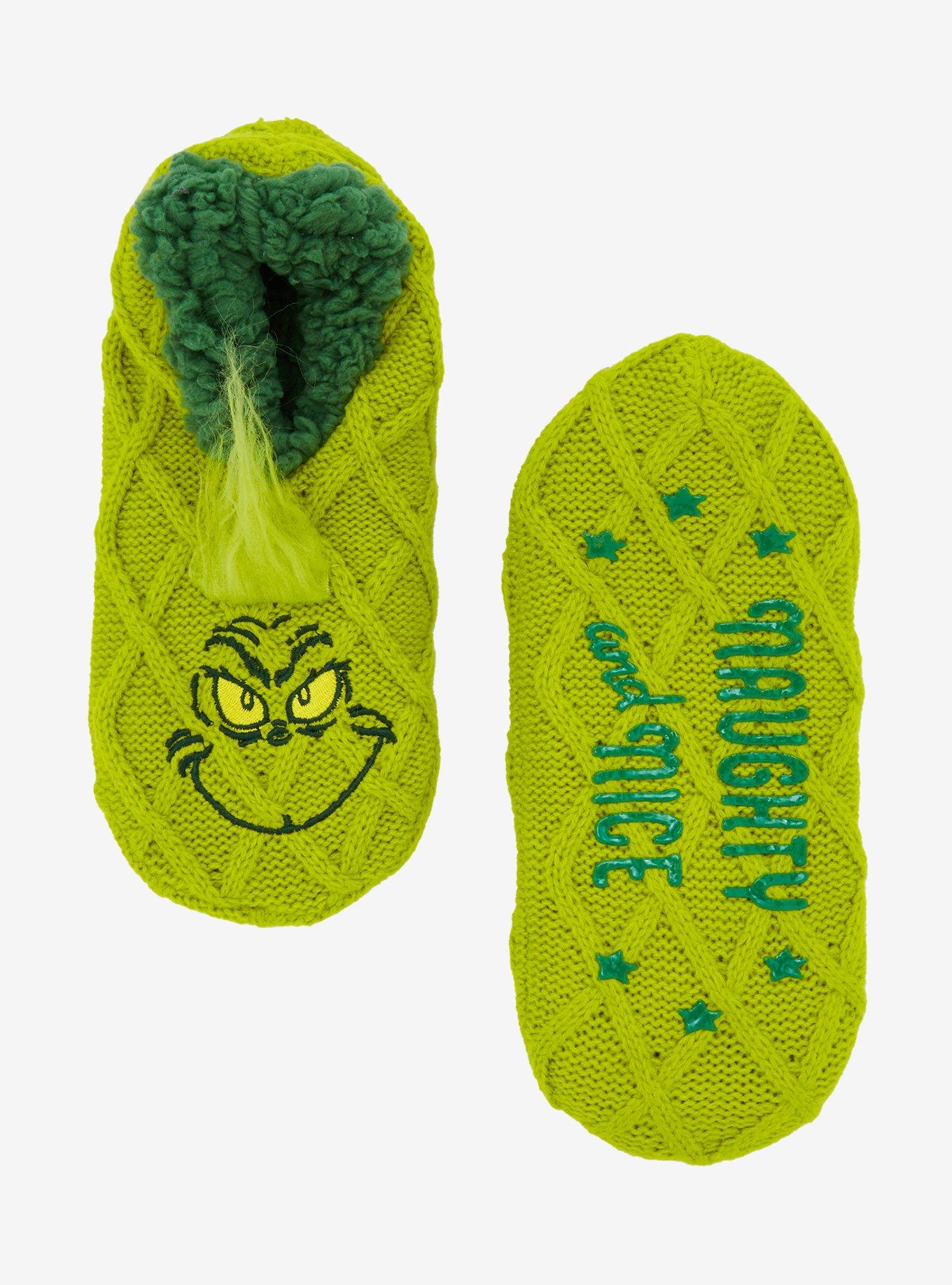 Dr. Seuss How the Grinch Stole Christmas The Grinch Knit Slipper Socks - BoxLunch Exclusive, , alternate