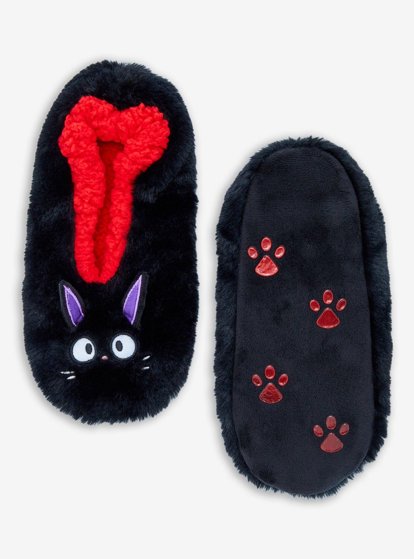 Studio Ghibli Kiki's Delivery Service Jiji Fuzzy Slipper Socks - BoxLunch Exclusive, , hi-res