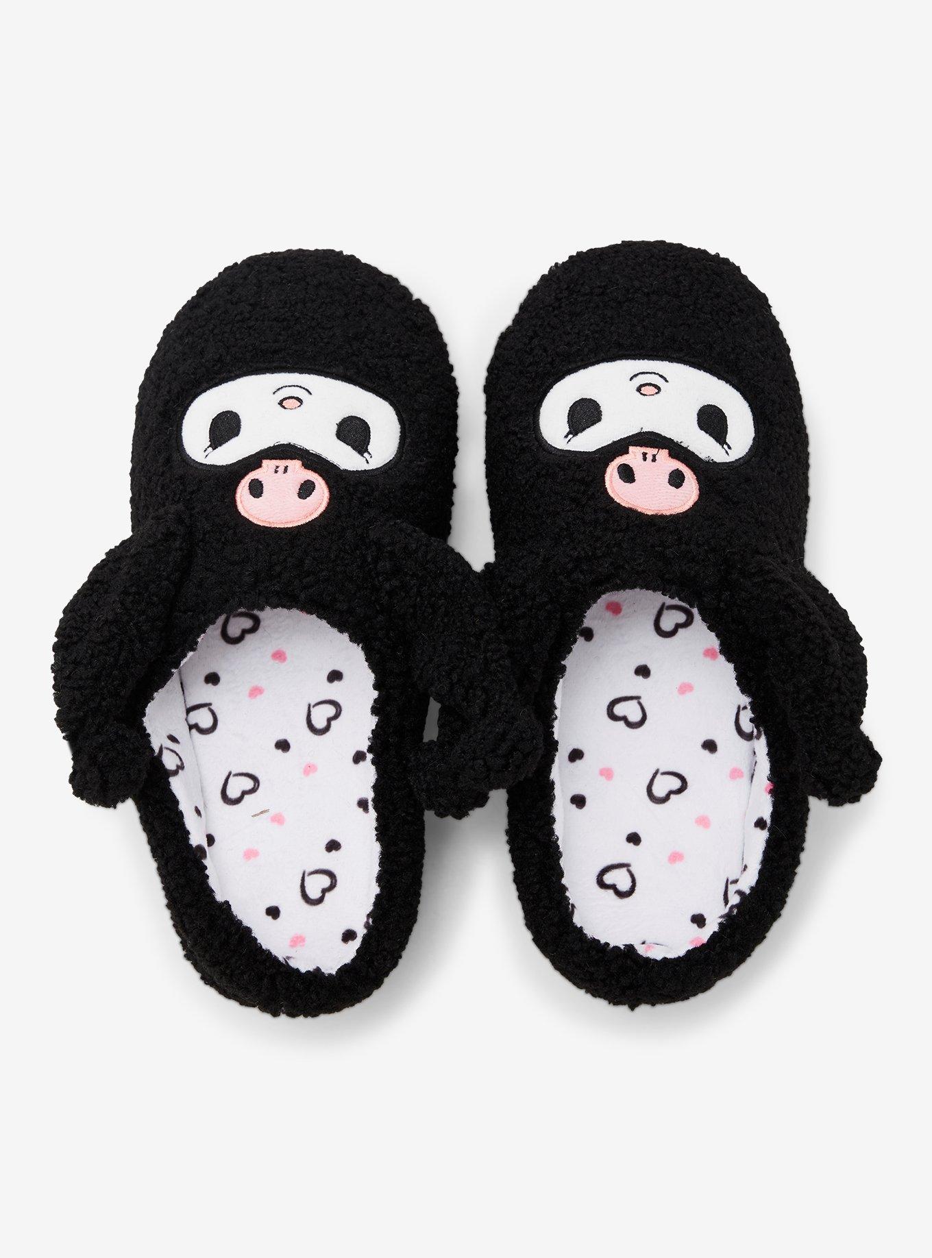 Sanrio Kuromi Figural Women's Sherpa Slippers &mdash; BoxLunch Exclusive, BLACK, alternate