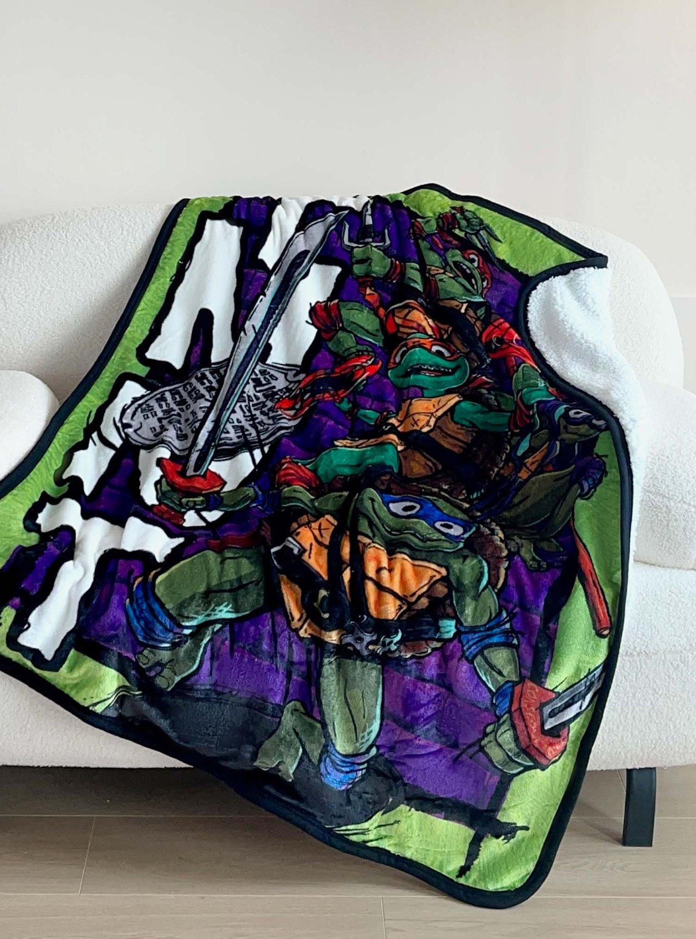 TMNT Mutant Mayhem Turtle Terror Silk Touch Sherpa Blanket, , alternate