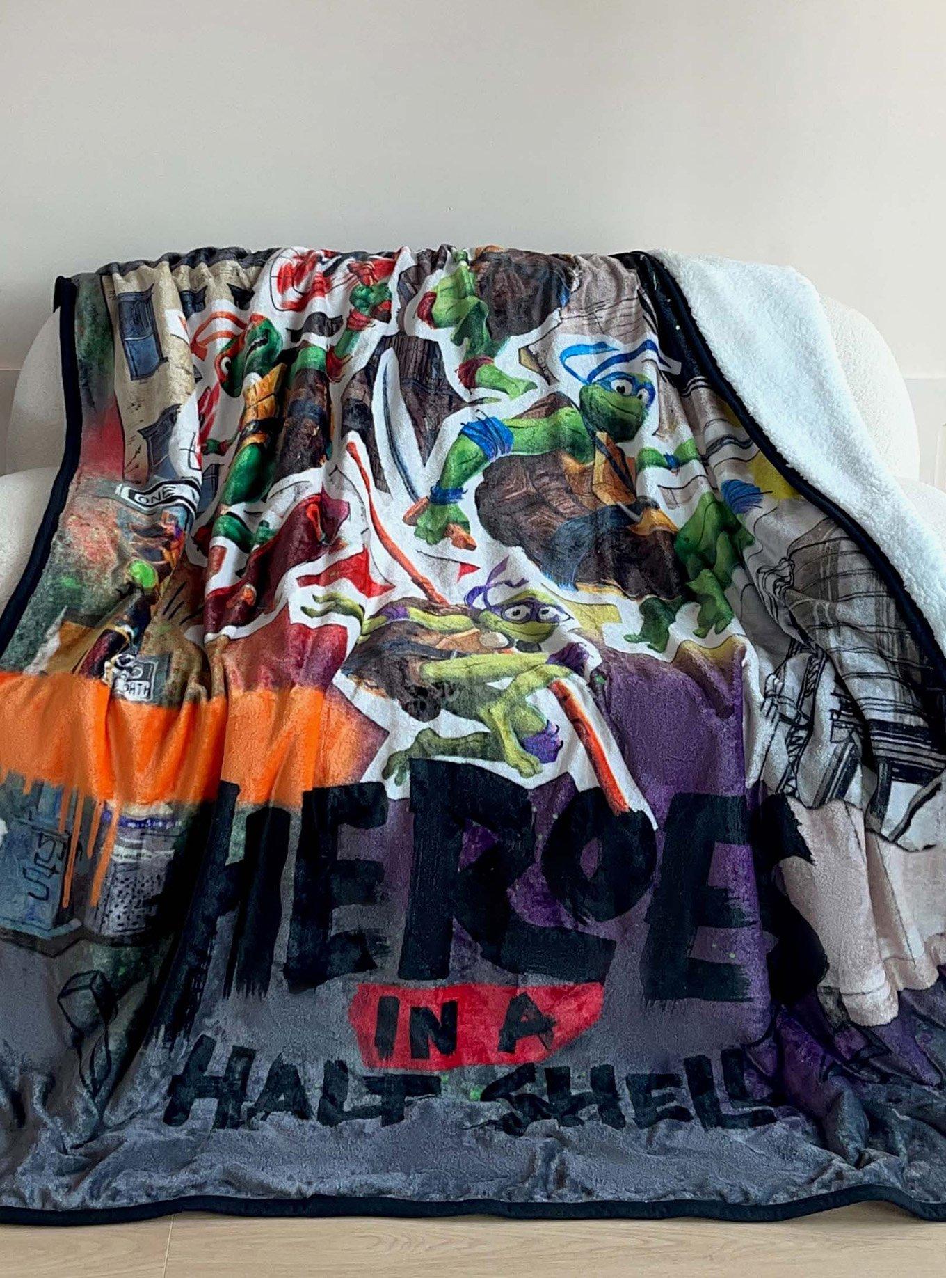 TMNT Mutant Mayhem Collage Silk Touch Sherpa Blanket, , hi-res