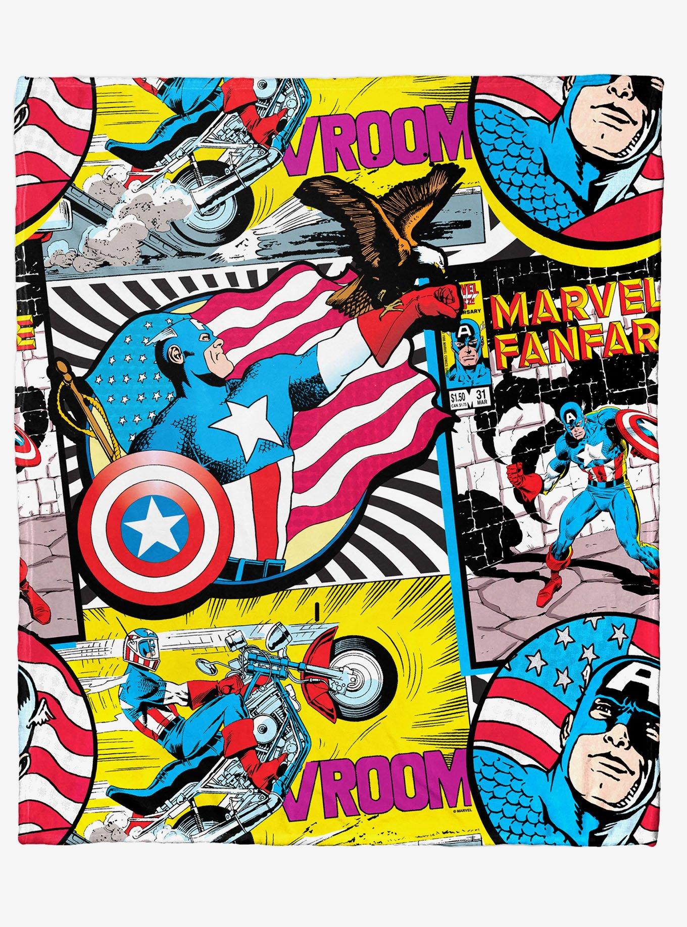 Marvel Captain America Captain Badge Silk Touch Blanket, , hi-res