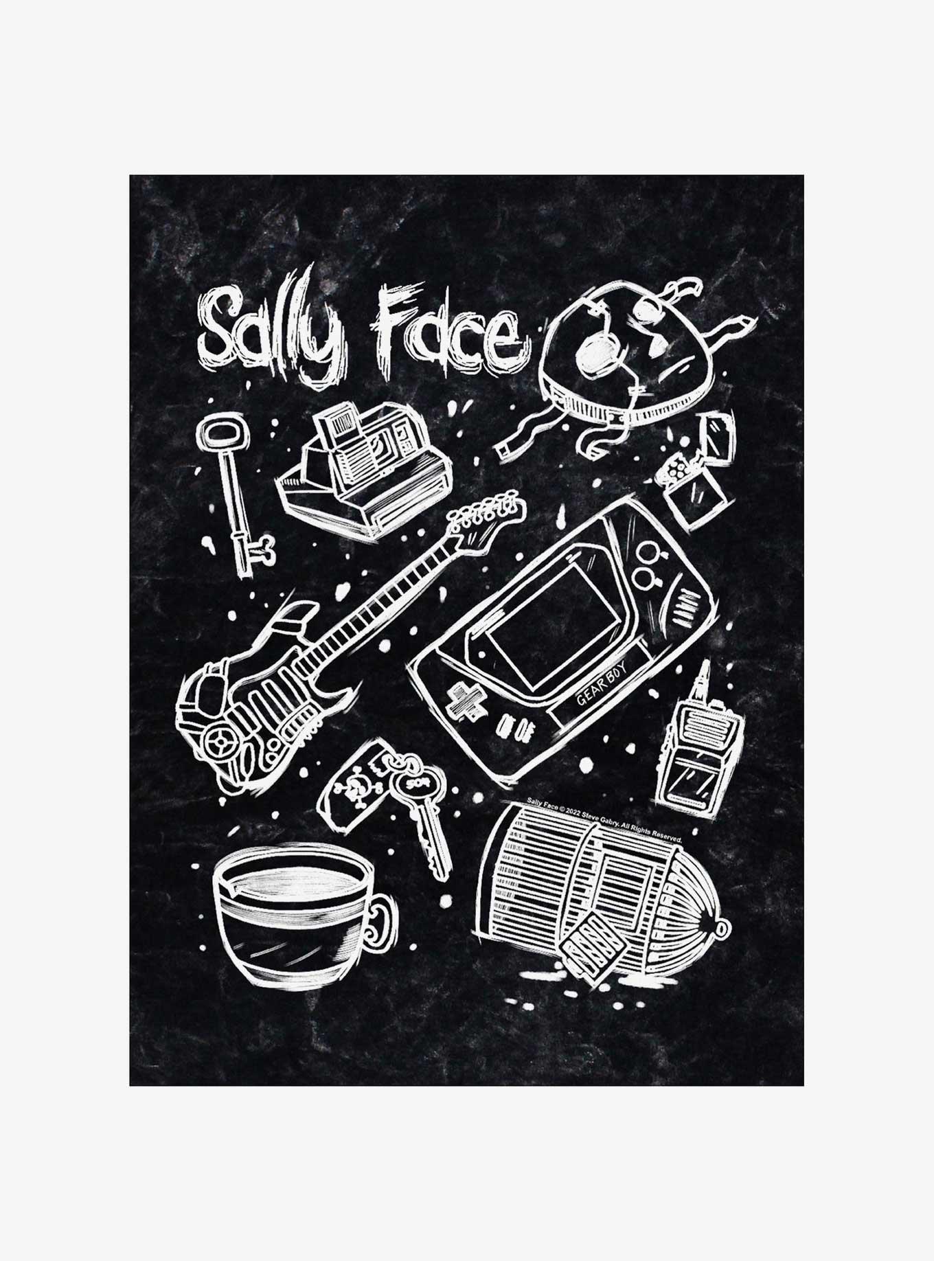 Sally Face Doodle Mineral Wash T-Shirt, , hi-res