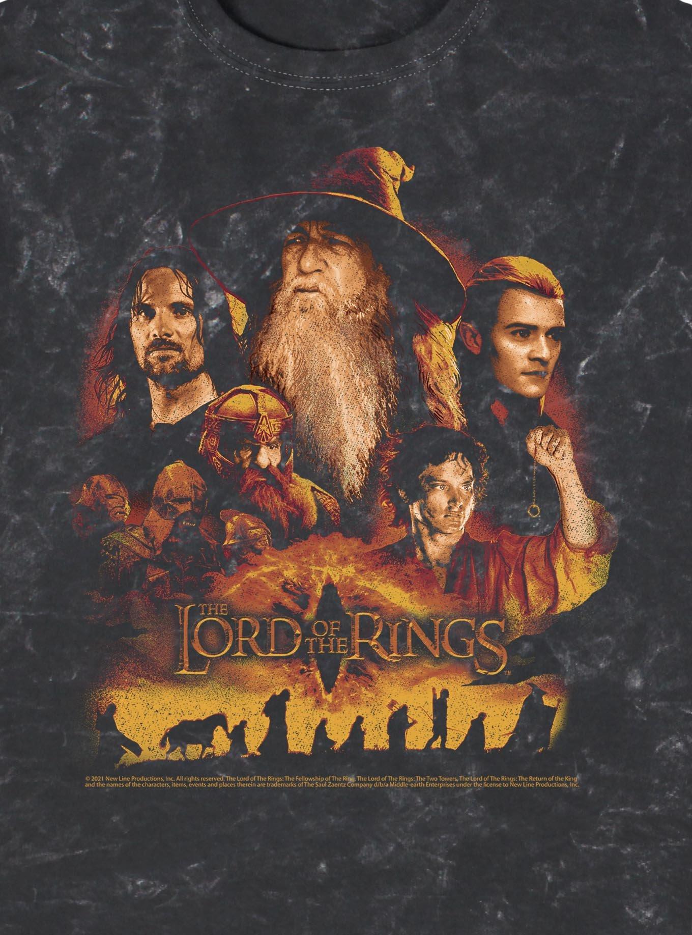 Lord Ring Character Heads Mineral Wash T-Shirt, BLACK, alternate