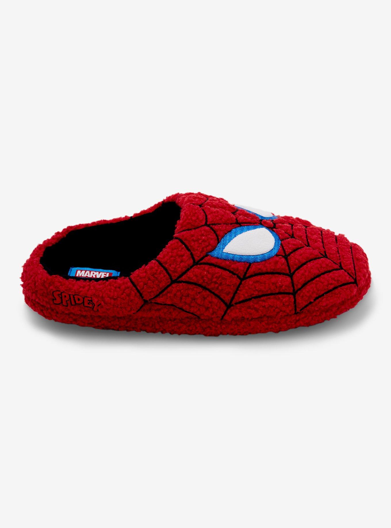 Marvel Spider-Man Mask Men's Sherpa Slippers — BoxLunch Exclusive, RED, alternate