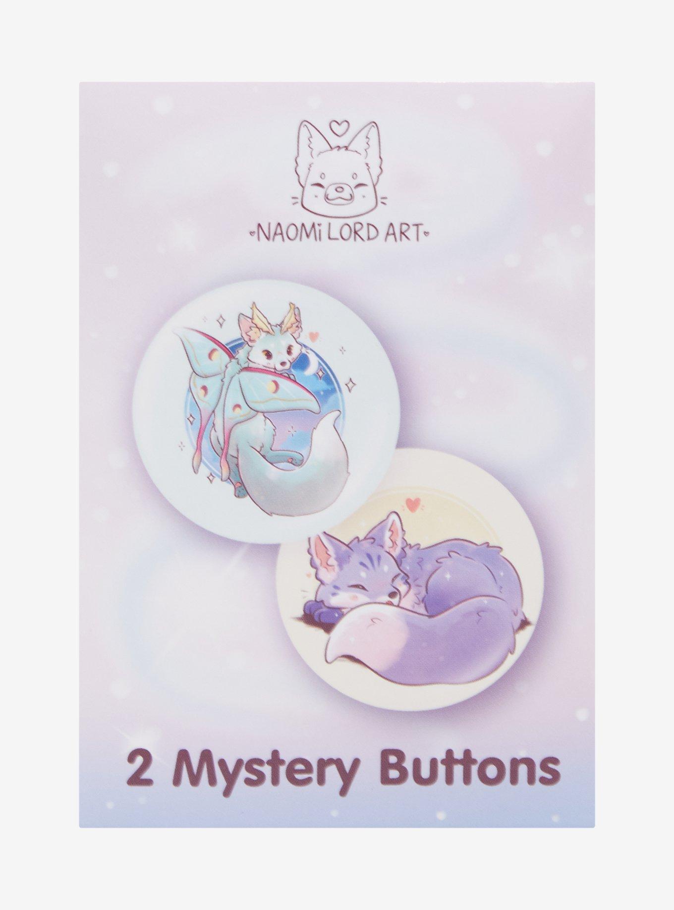 Mystical Fox Blind Box Button 2 Pack By Naomi Lord Art, , alternate