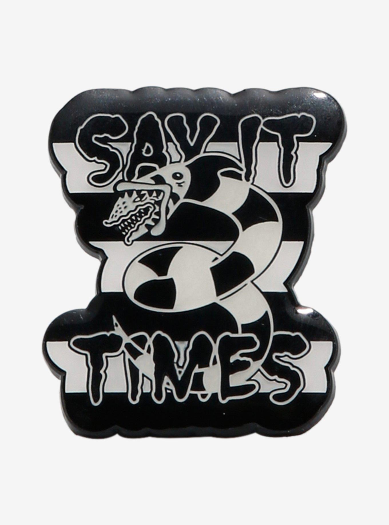 Beetlejuice Sandworm Say It 3 Times Glow-in-the-Dark Enamel Pin — BoxLunch Exclusive, , alternate