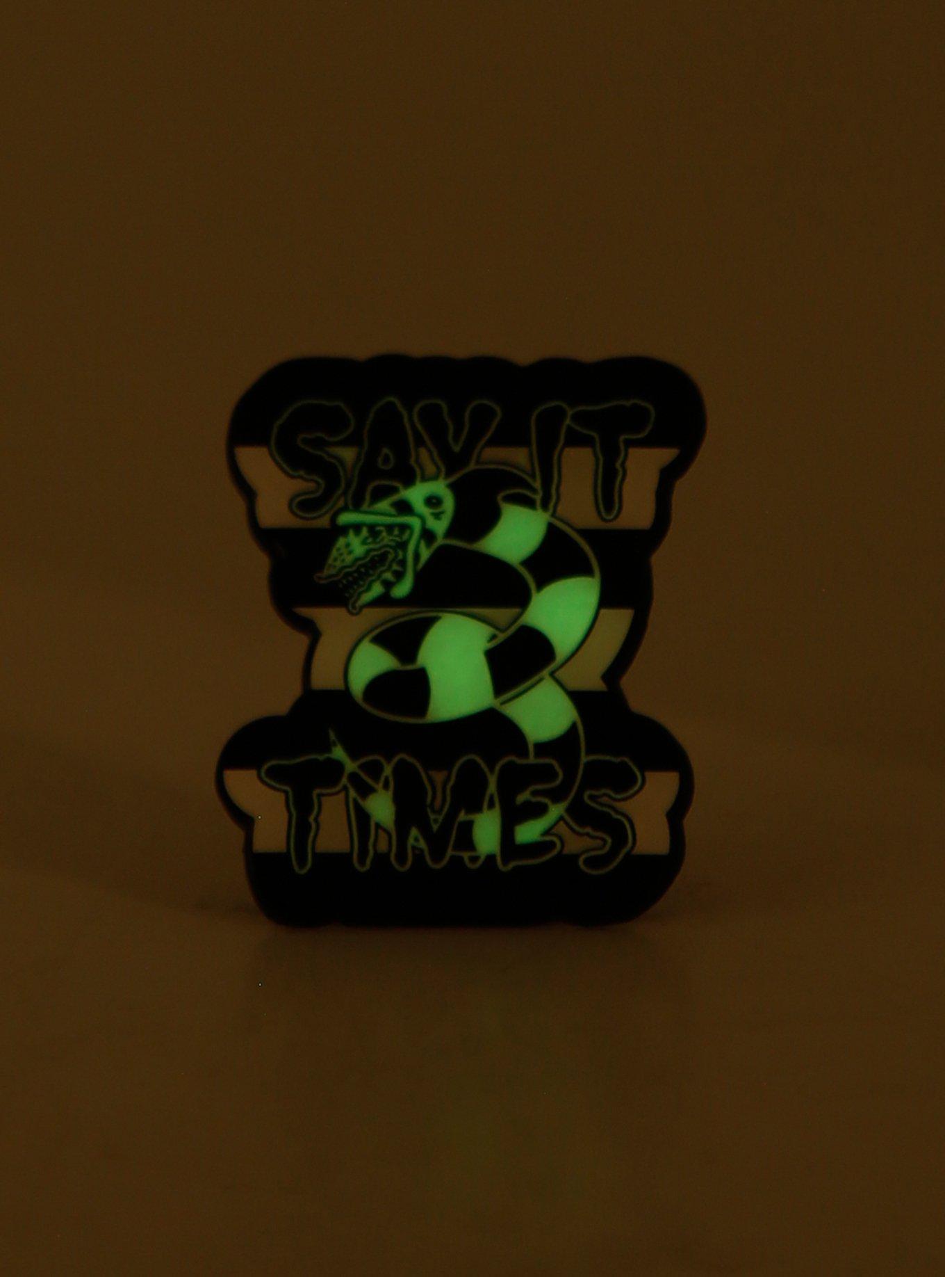 Beetlejuice Sandworm Say It 3 Times Glow-in-the-Dark Enamel Pin — BoxLunch Exclusive, , alternate