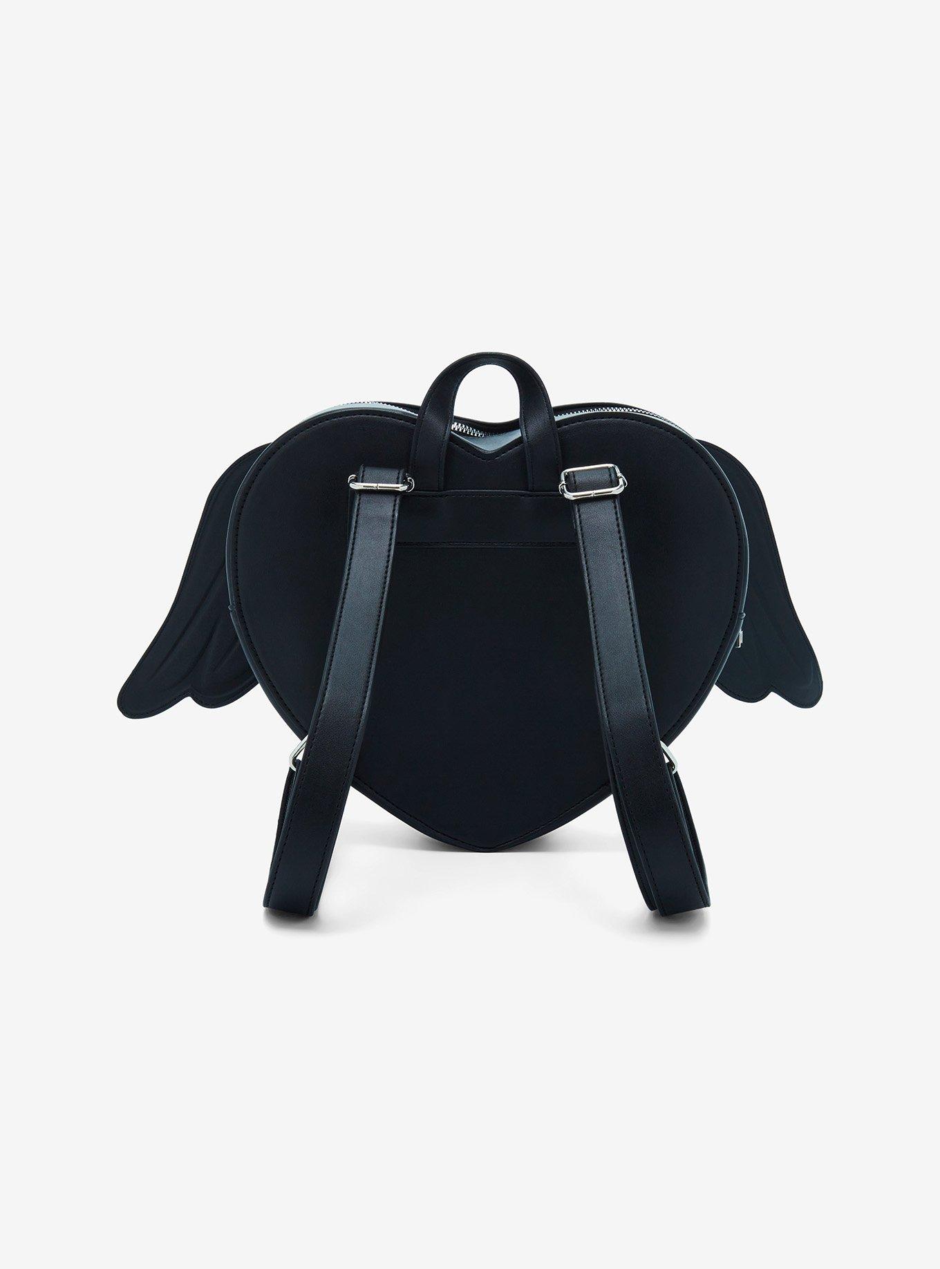 Black Angel Wing Heart Backpack, , alternate