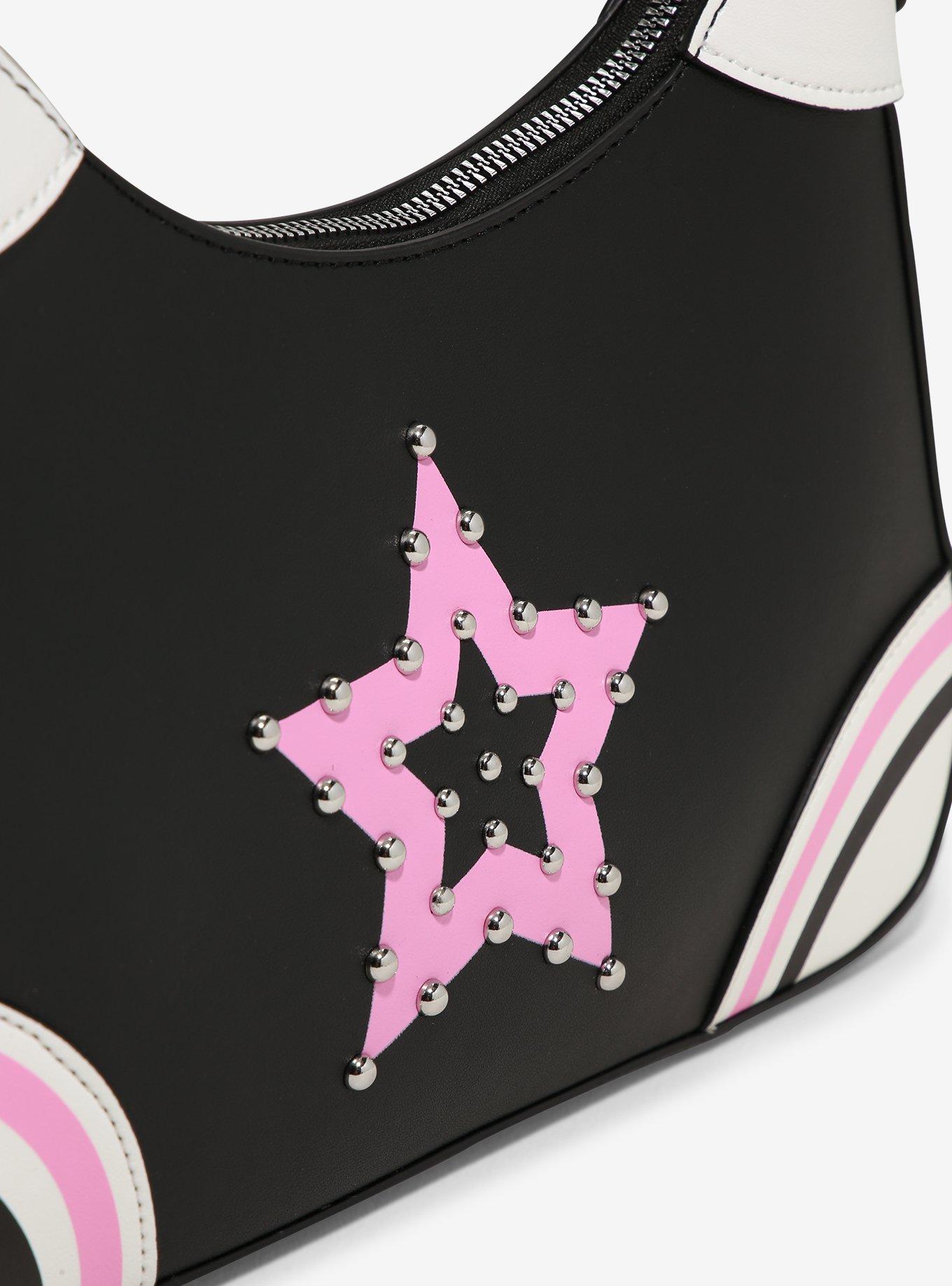 Black Pink Studded Star Shoulder Bag, , alternate