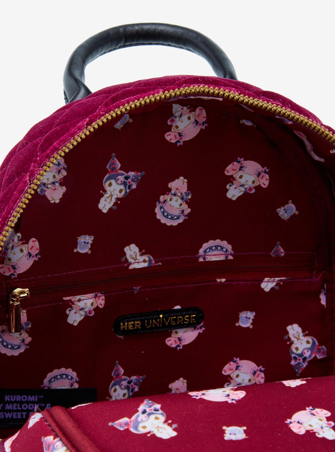 Her Universe My Melody & Kuromi & My Sweet Piano Velvet Mini Backpack