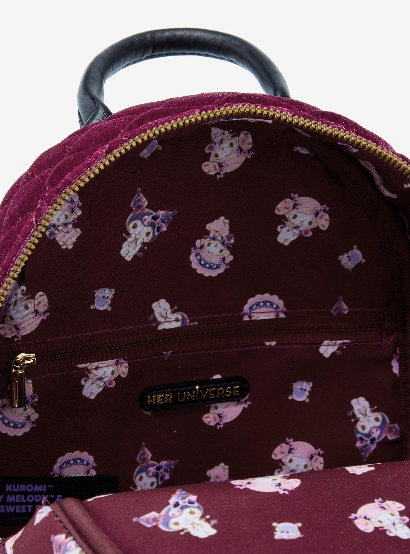 Her Universe Kuromi My Melody & My Sweet Piano Velvet Mini Backpack, , alternate