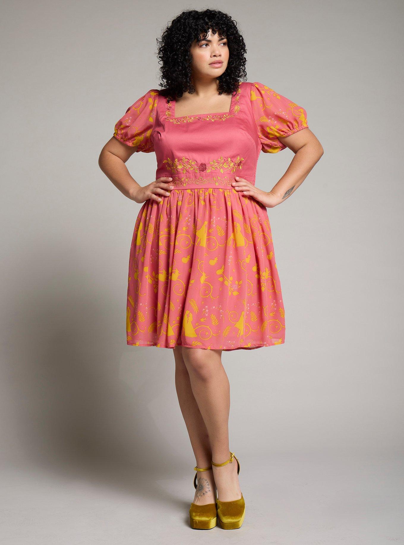 Her Universe Disney Sleeping Beauty Silhouette Plus Size Filigree Patterned Dress &mdash; BoxLunch Exclusive, MULTI, alternate