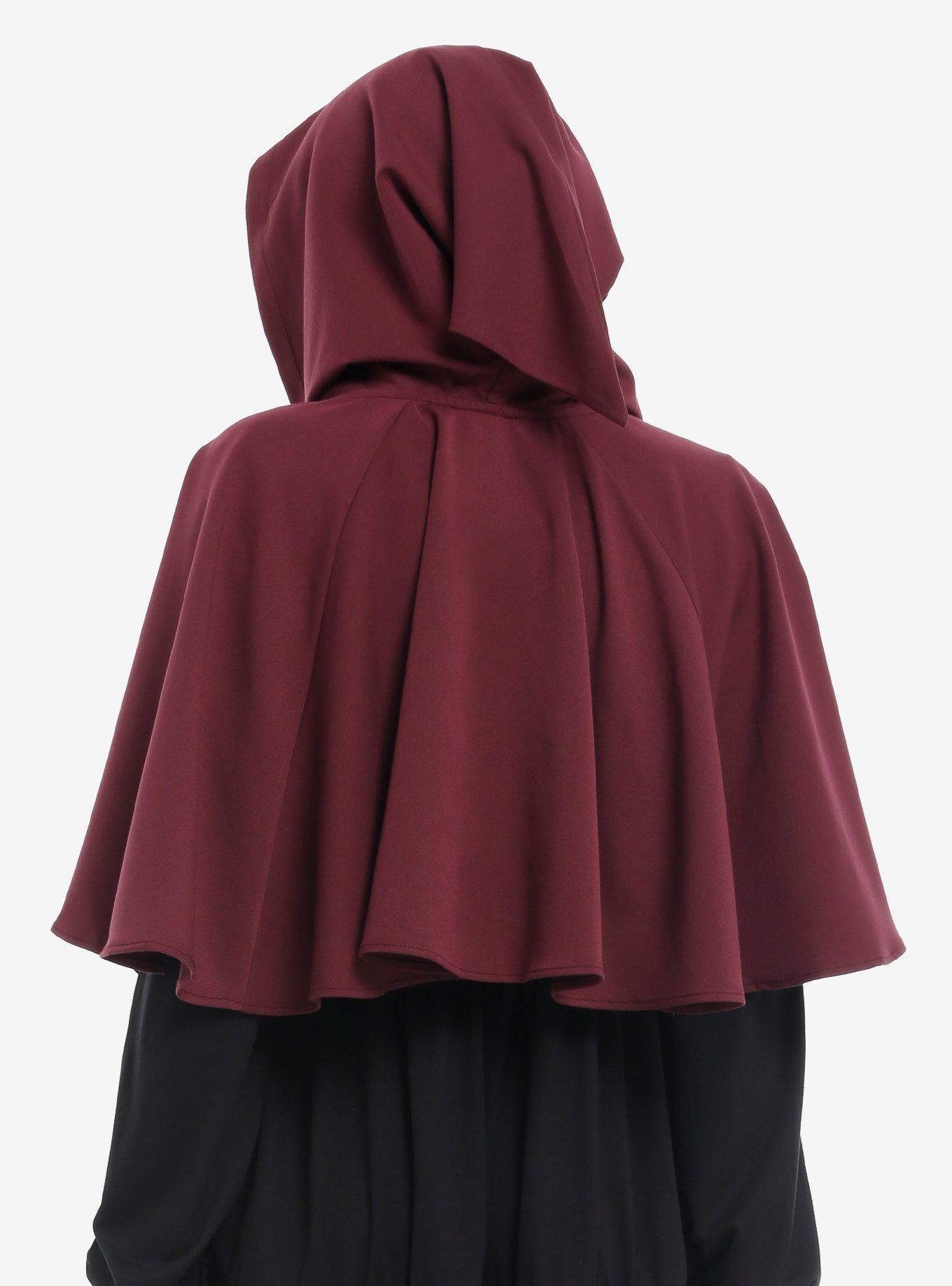 Mushroom Embroidery Girls Capelet, MAROON, alternate