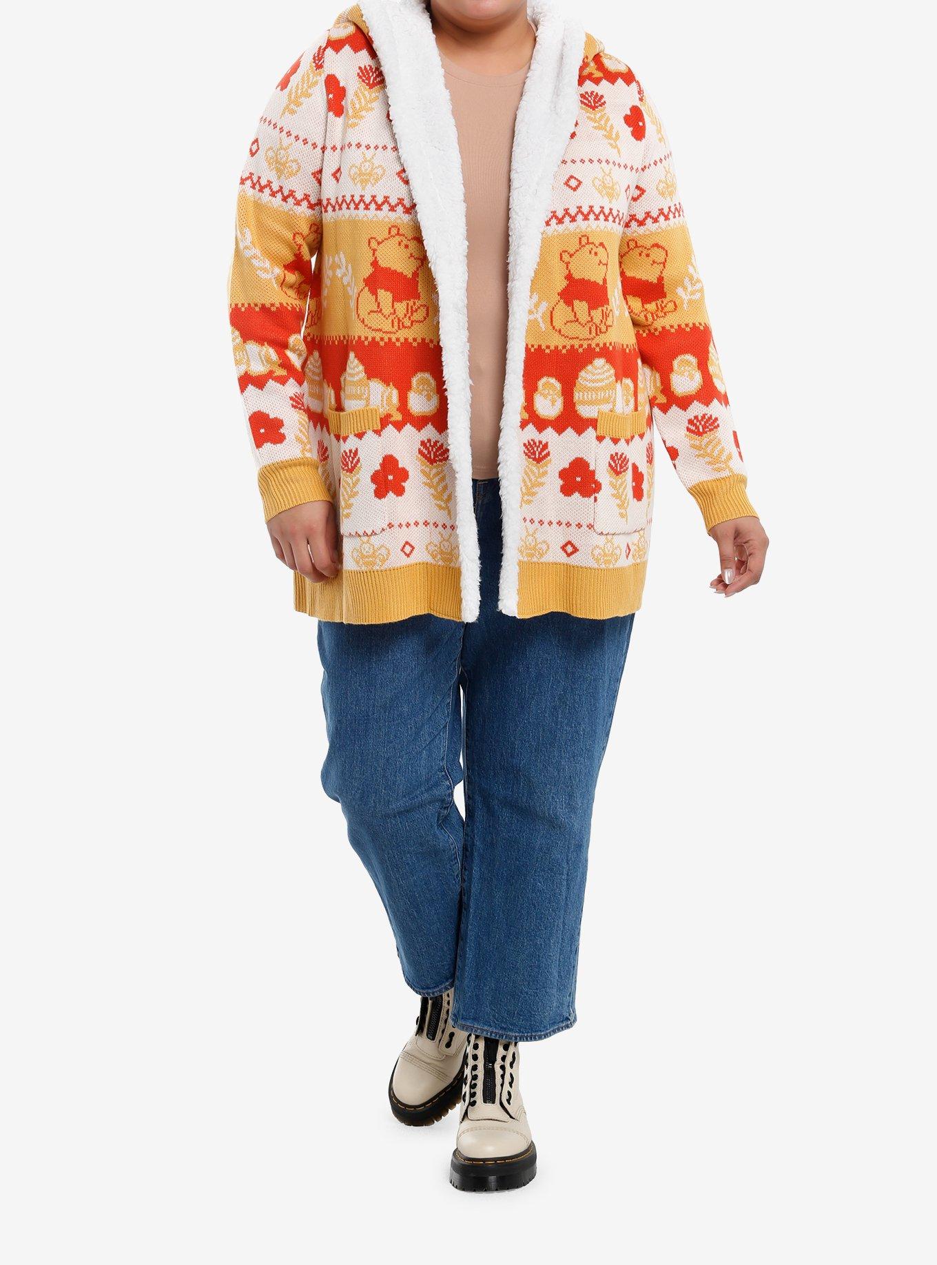 Disney Winnie The Pooh Hunny Fair Isle Sherpa Cardigan Plus Size, MULTI, alternate