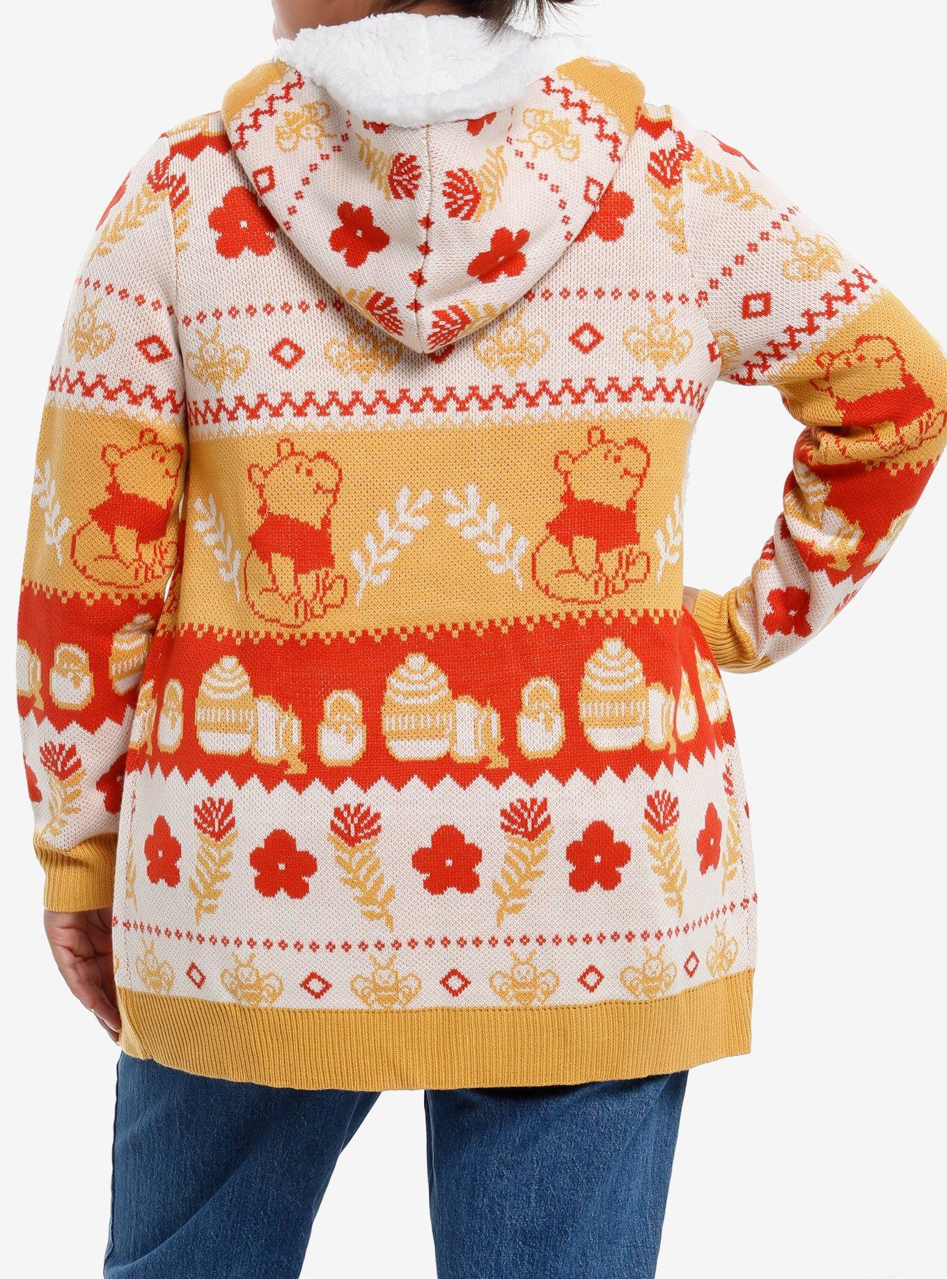 Disney Winnie The Pooh Hunny Fair Isle Sherpa Cardigan Plus Size, MULTI, alternate