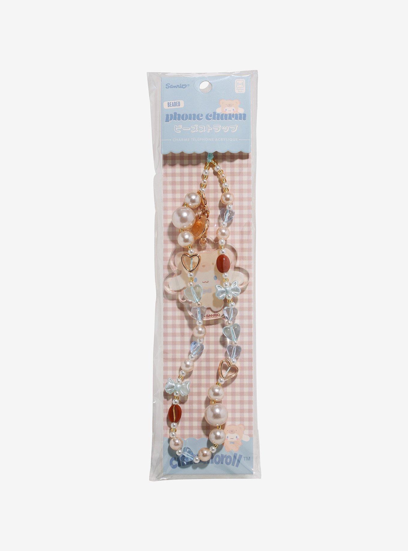 Sanrio Cinnamoroll Latte Bear Beaded Phone Charm, , hi-res