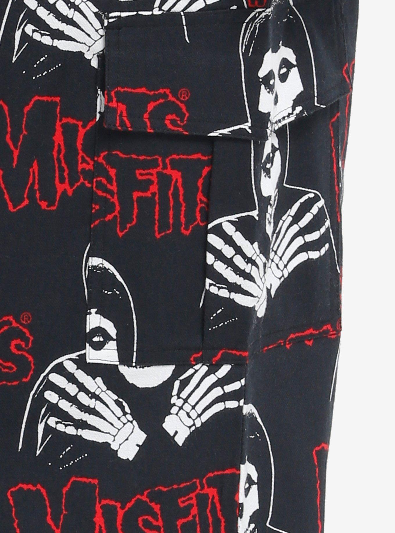 Misfits Crimson Ghost Allover Print Cargo Girls Pajama Pants, BLACK, alternate