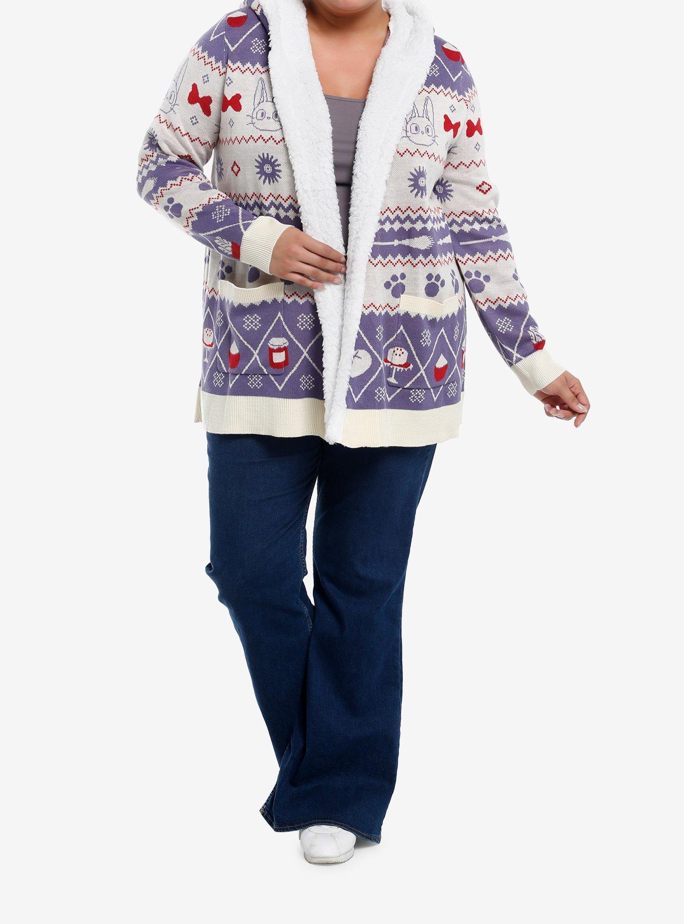 Studio Ghibli® Kiki's Delivery Service Jiji Fair Isle Cardigan Plus Size, , hi-res