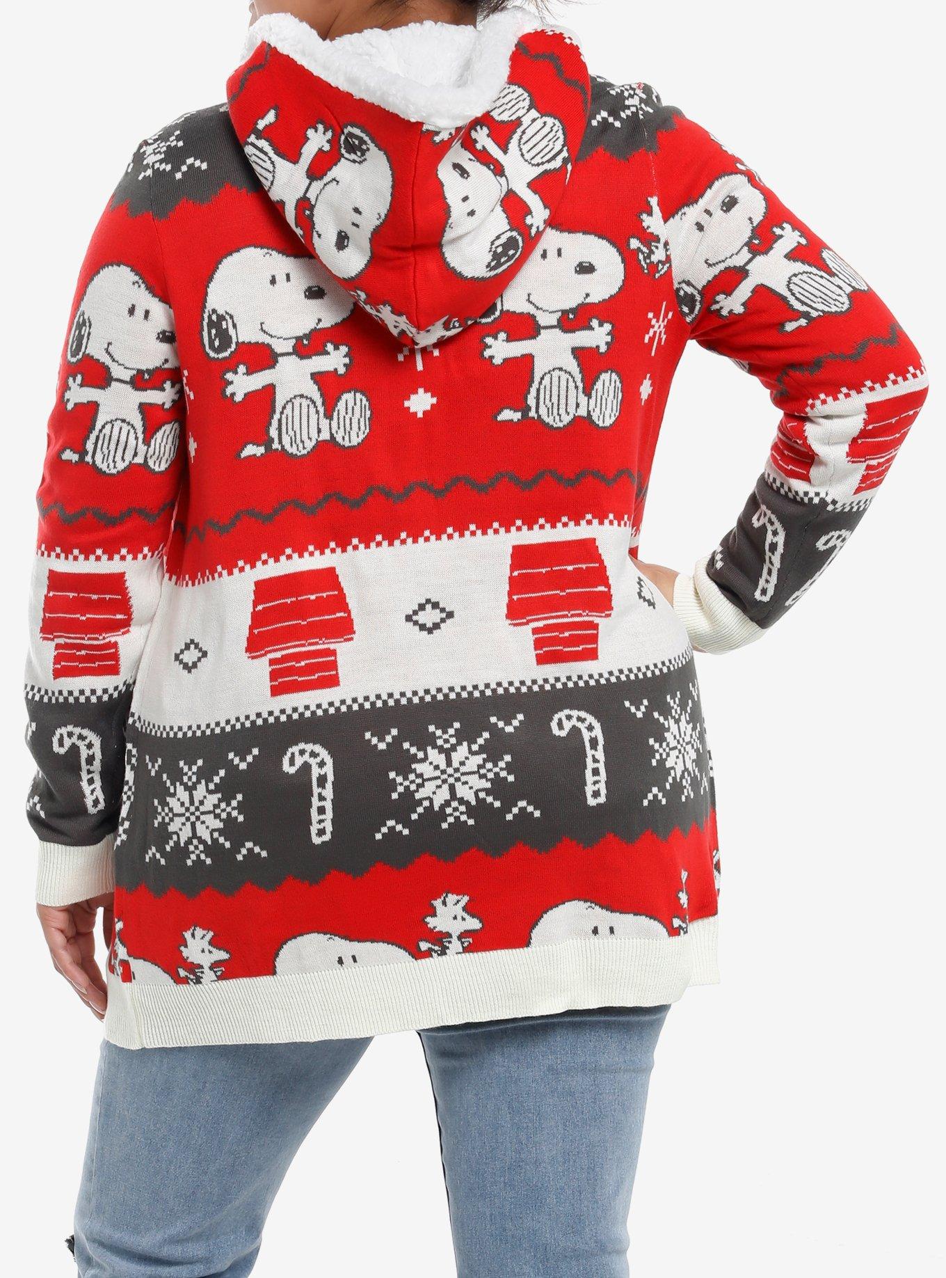 Peanuts Snoopy Fair Isle Sherpa Cardigan Plus Size, MULTI, alternate