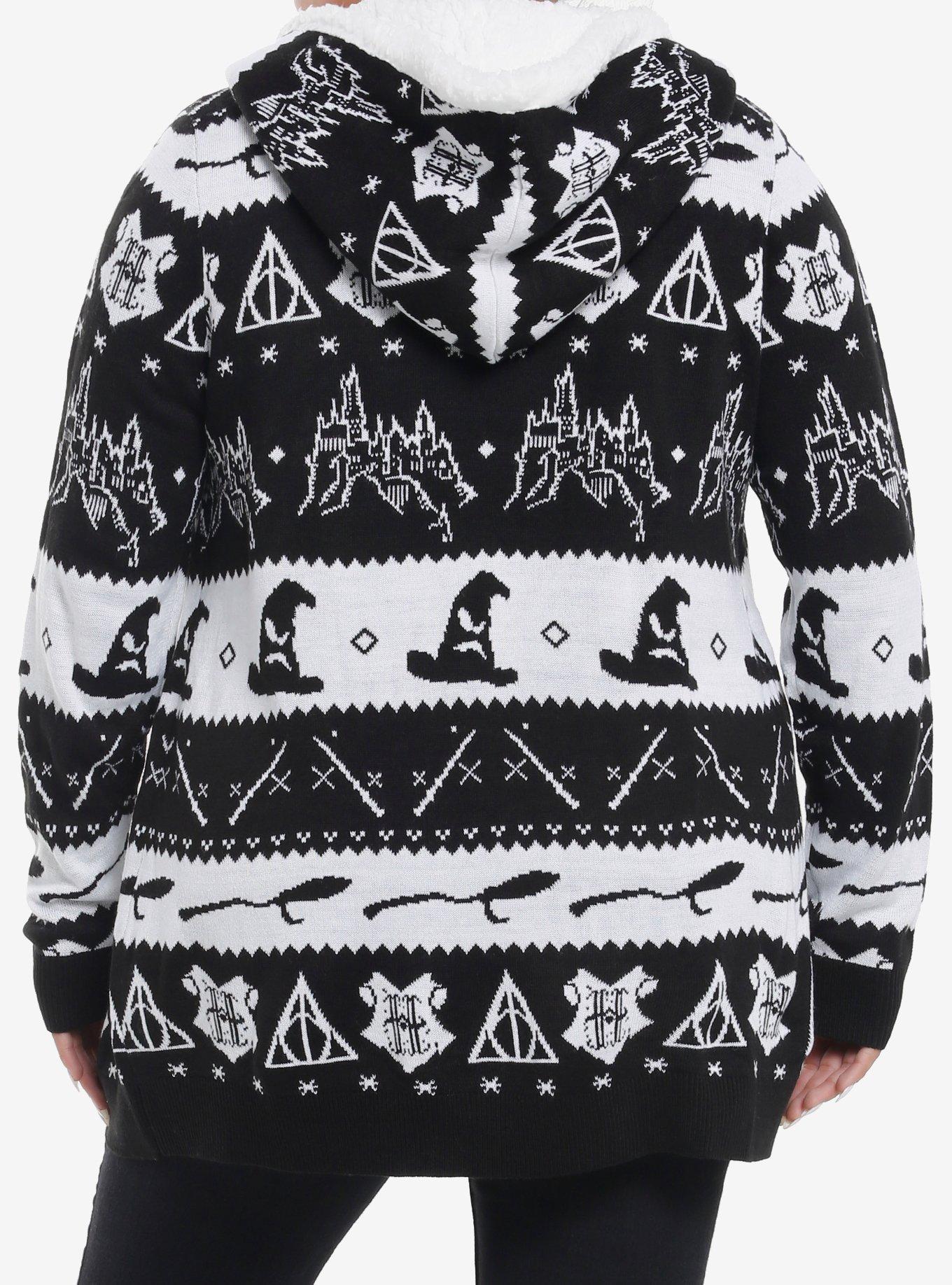 Harry Potter Icons Fair Isle Sherpa Cardigan Plus Size, MULTI, alternate