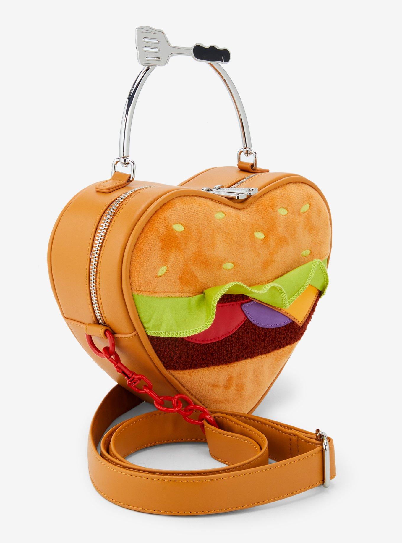 Loungefly SpongeBob SquarePants Krabby Patty Plush Heart Crossbody Bag, , alternate