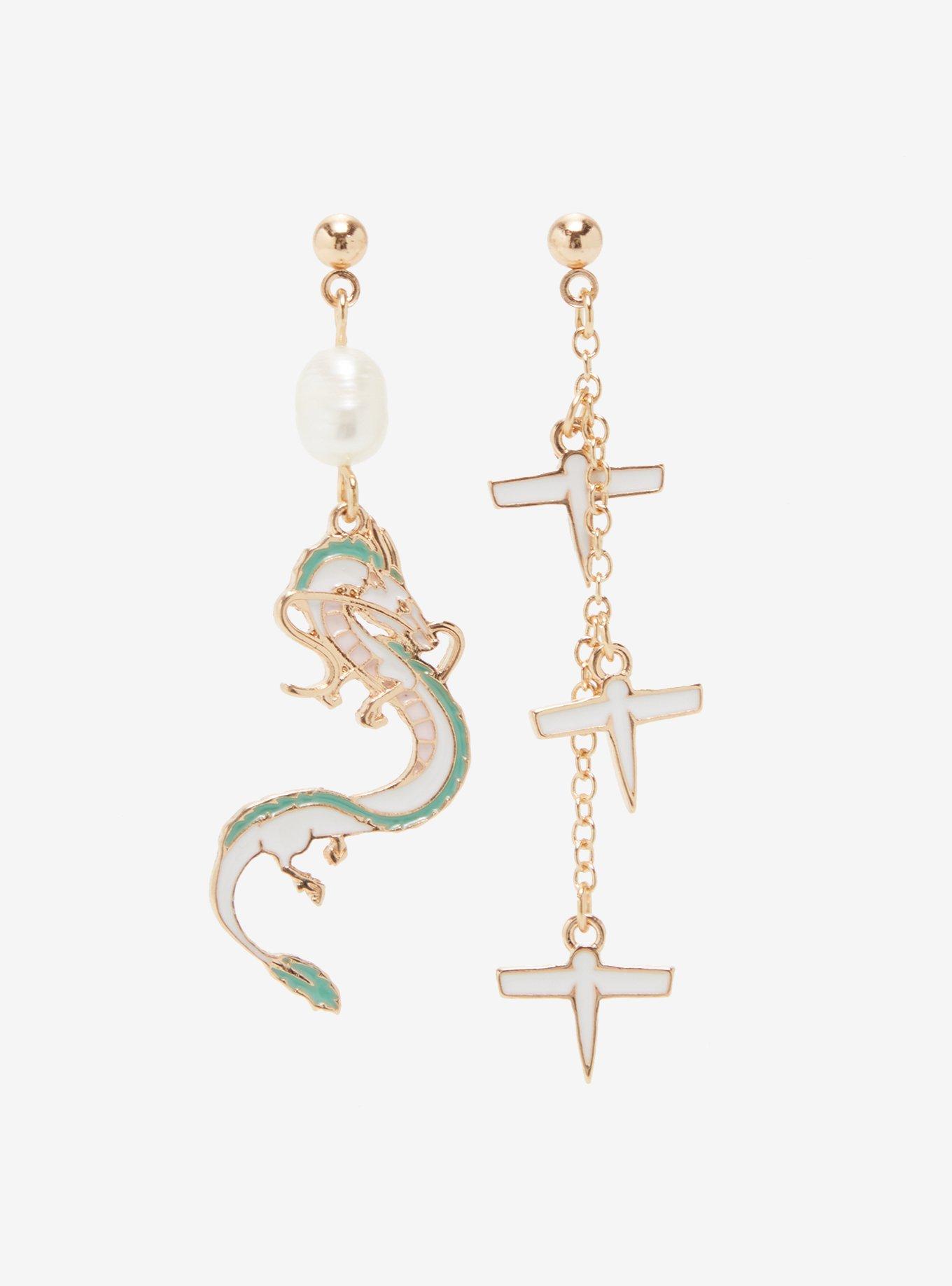 Studio Ghibli Spirited Away Haku Mismatch Earrings - BoxLunch Exclusive, , alternate