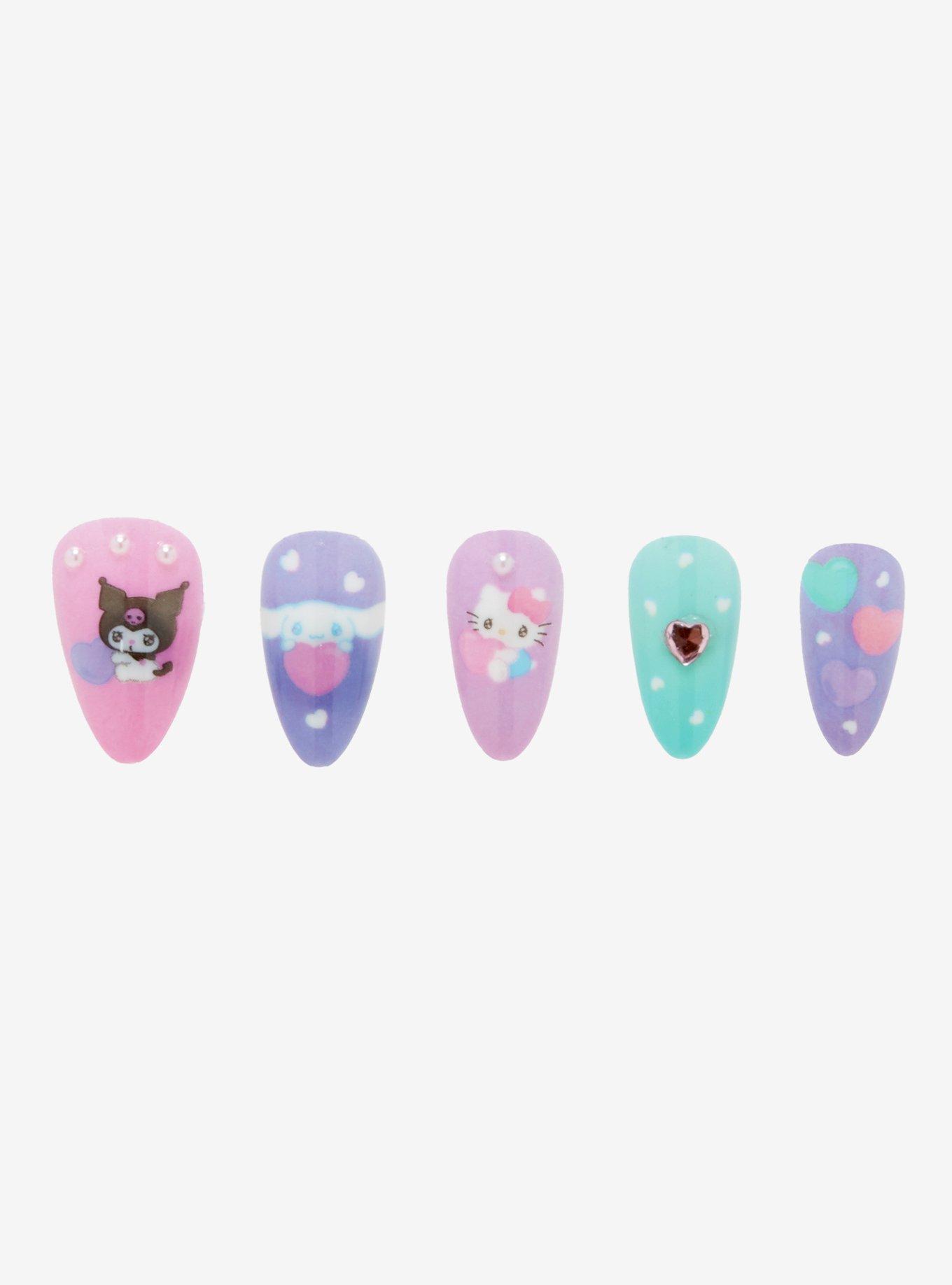 Hello Kitty And Friends Pastel Hearts Faux Nail Set, , hi-res