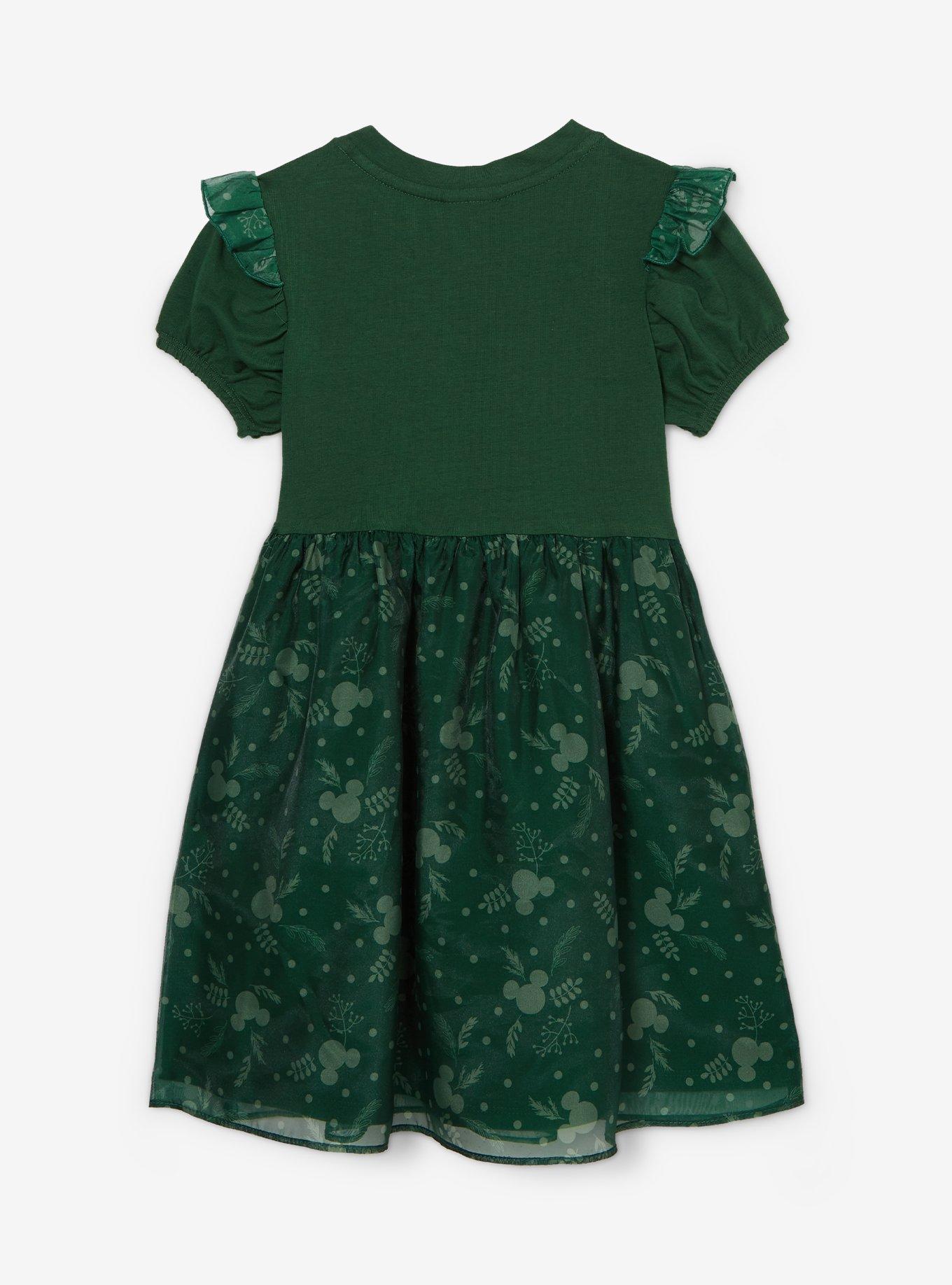 Disney Mickey Mouse Holiday Green Tulle Puff Sleeve Toddler Dress &mdash; BoxLunch Exclusive, DARK GREEN, alternate