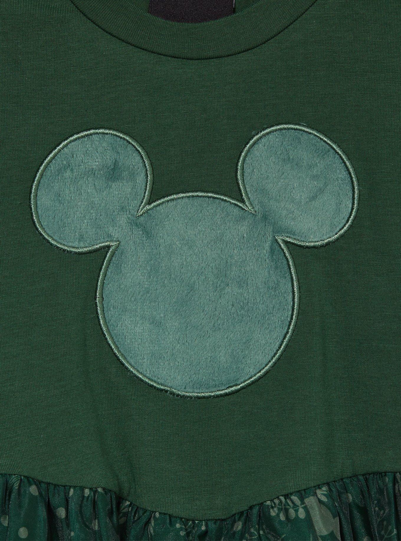 Disney Mickey Mouse Holiday Green Tulle Puff Sleeve Toddler Dress &mdash; BoxLunch Exclusive, DARK GREEN, alternate