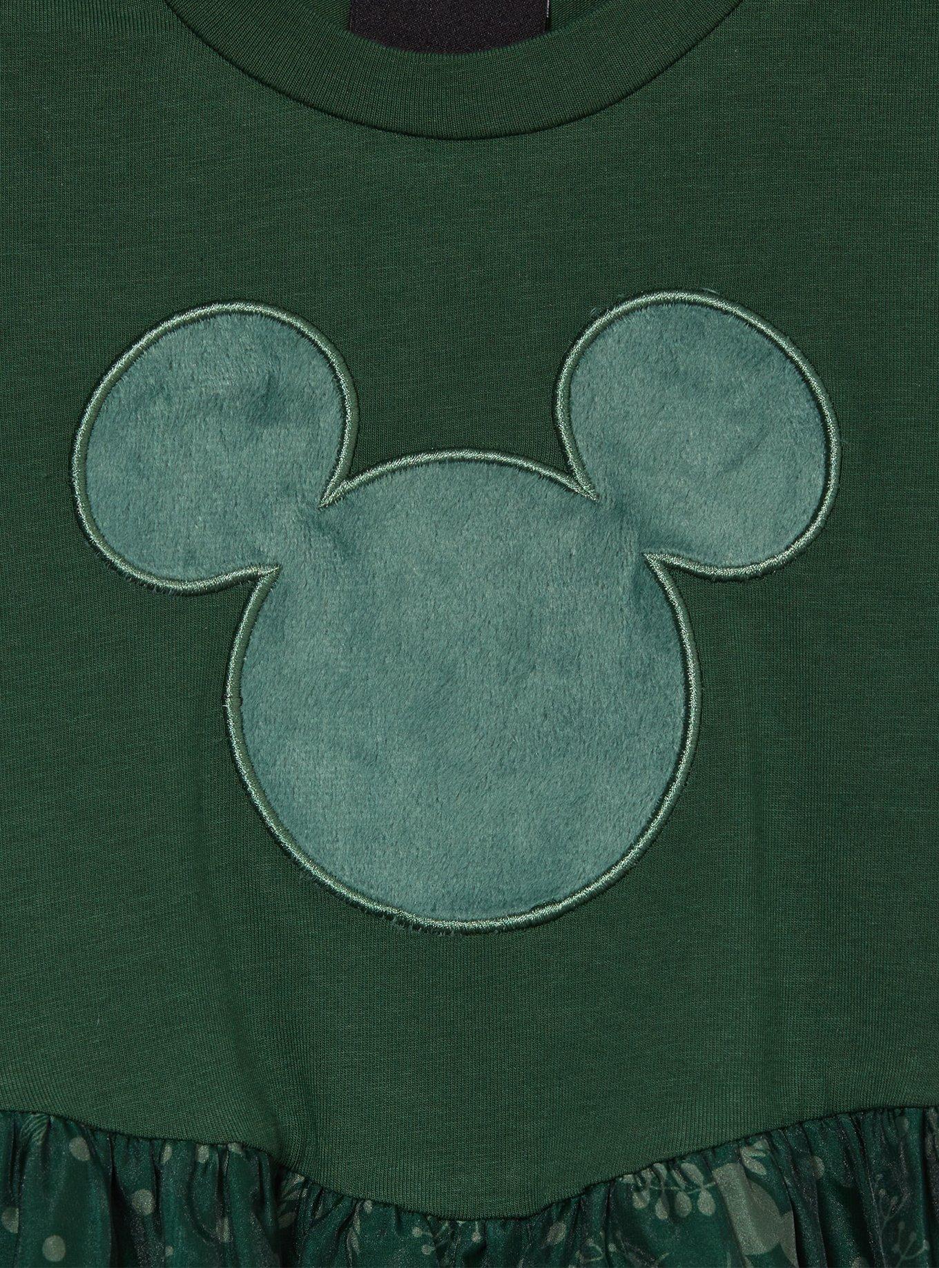 Disney Mickey Mouse Holiday Green Tulle Puff Sleeve Toddler Dress — BoxLunch Exclusive, DARK GREEN, alternate