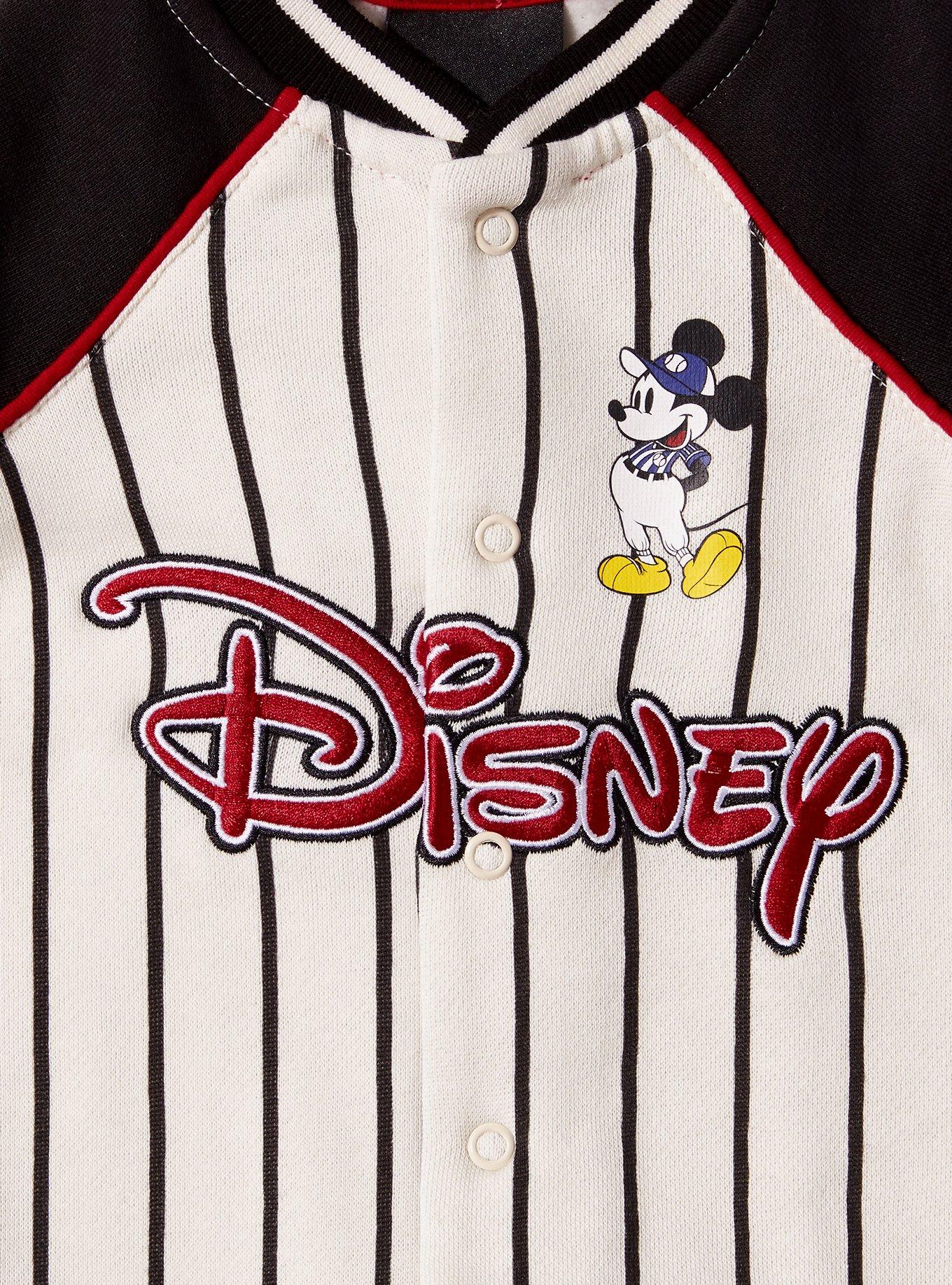 Disney Mickey Mouse Baseball Uniform Infant One-Piece - BoxLunch Exclusive, STRIPE-BLACK, alternate