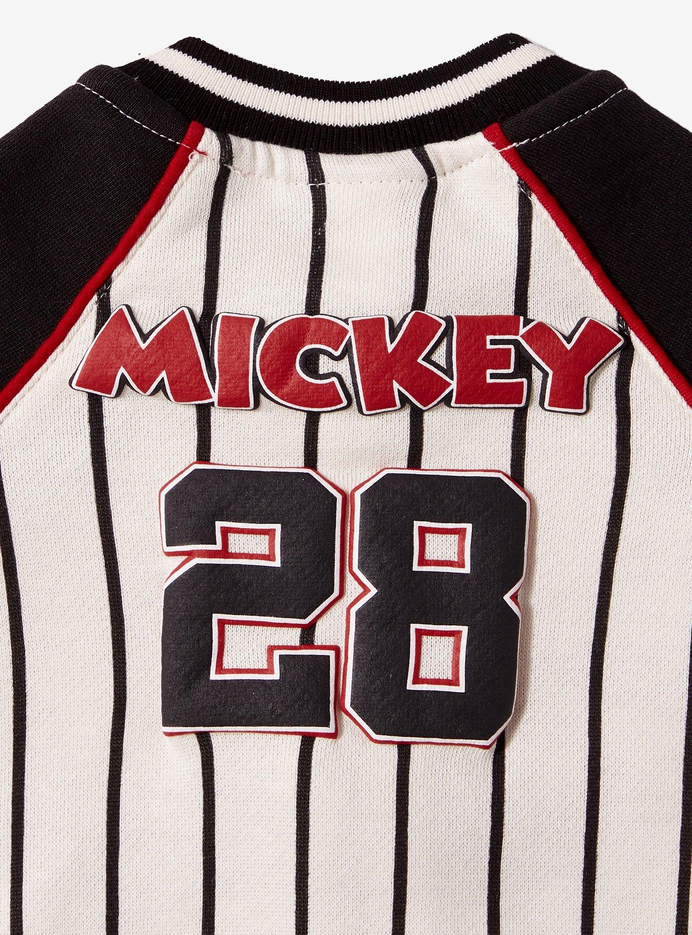 Disney Mickey Mouse Baseball Uniform Infant One-Piece - BoxLunch Exclusive, STRIPE-BLACK, alternate