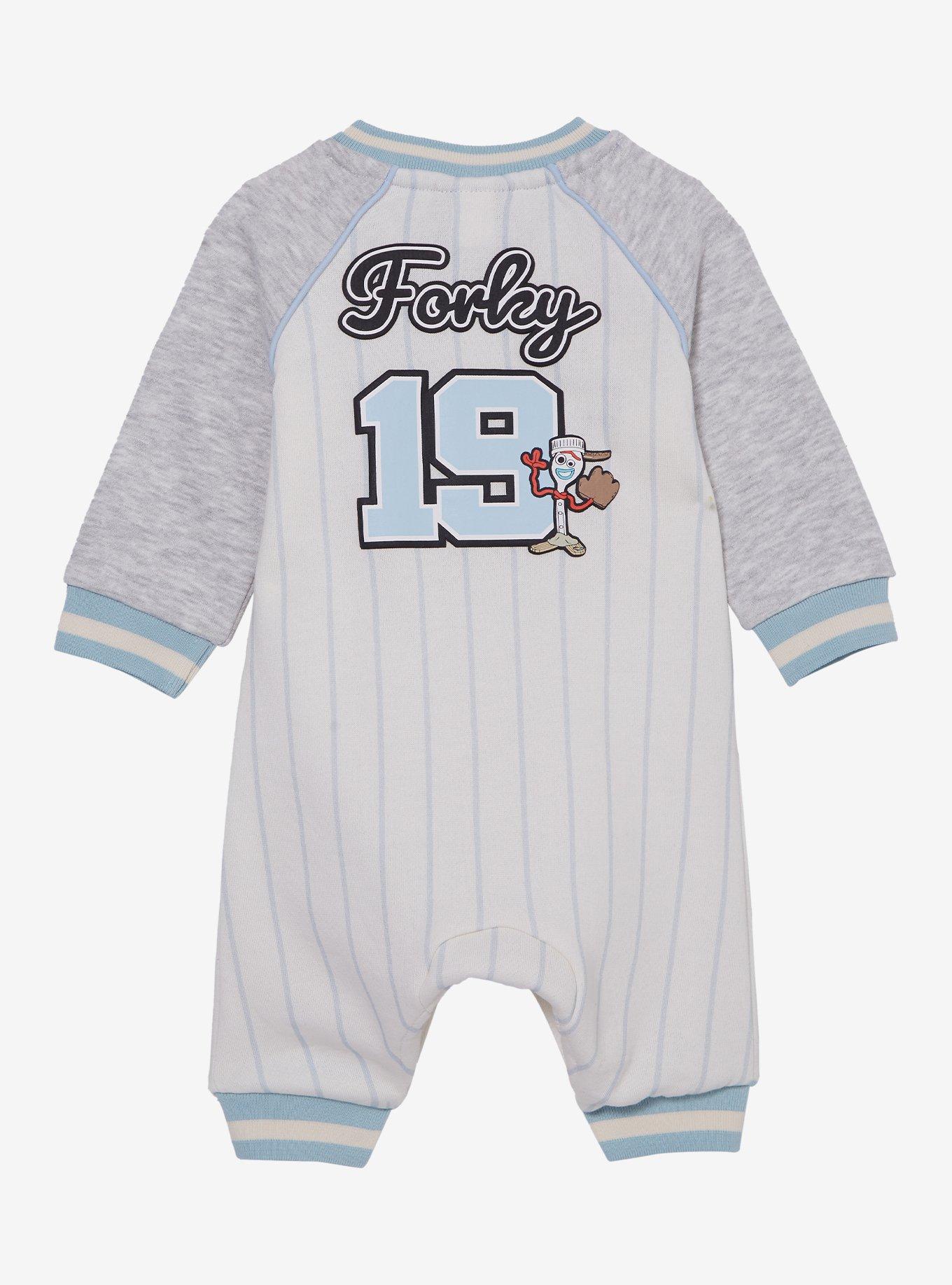 Disney Pixar Toy Story Forky Baseball Infant One-Piece — BoxLunch Exclusive, STRIPE - GREY, alternate
