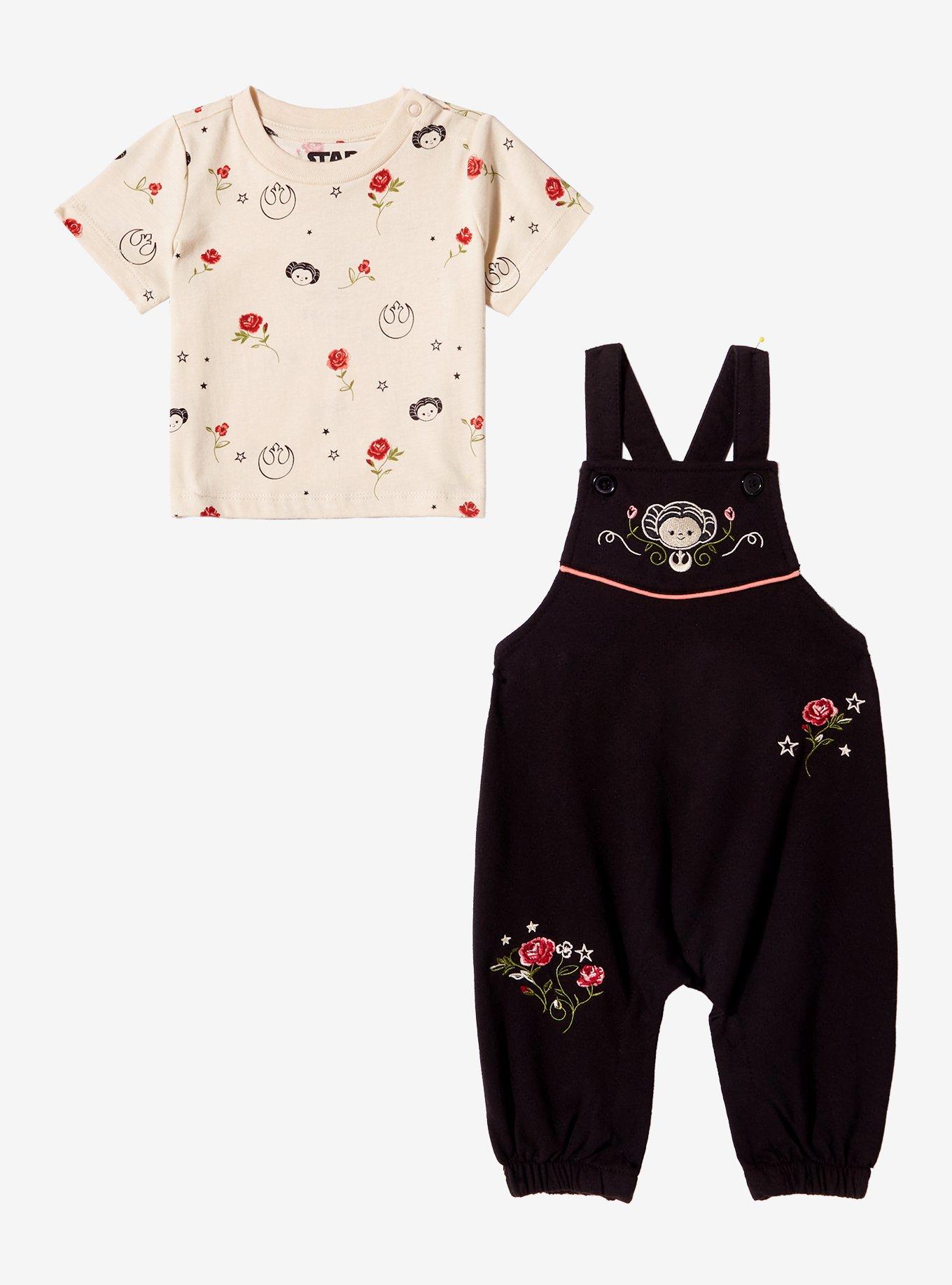 Star Wars Floral Princess Leia Infant T-Shirt & Overall Set - BoxLunch Exclusive, MULTI, alternate