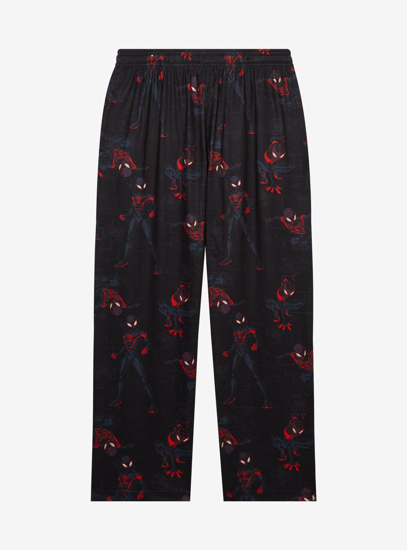 Marvel Spider-Man: Across the Spider-Verse Miles Morales Allover Print Sleep Pants — BoxLunch Exclusive, BLACK, alternate